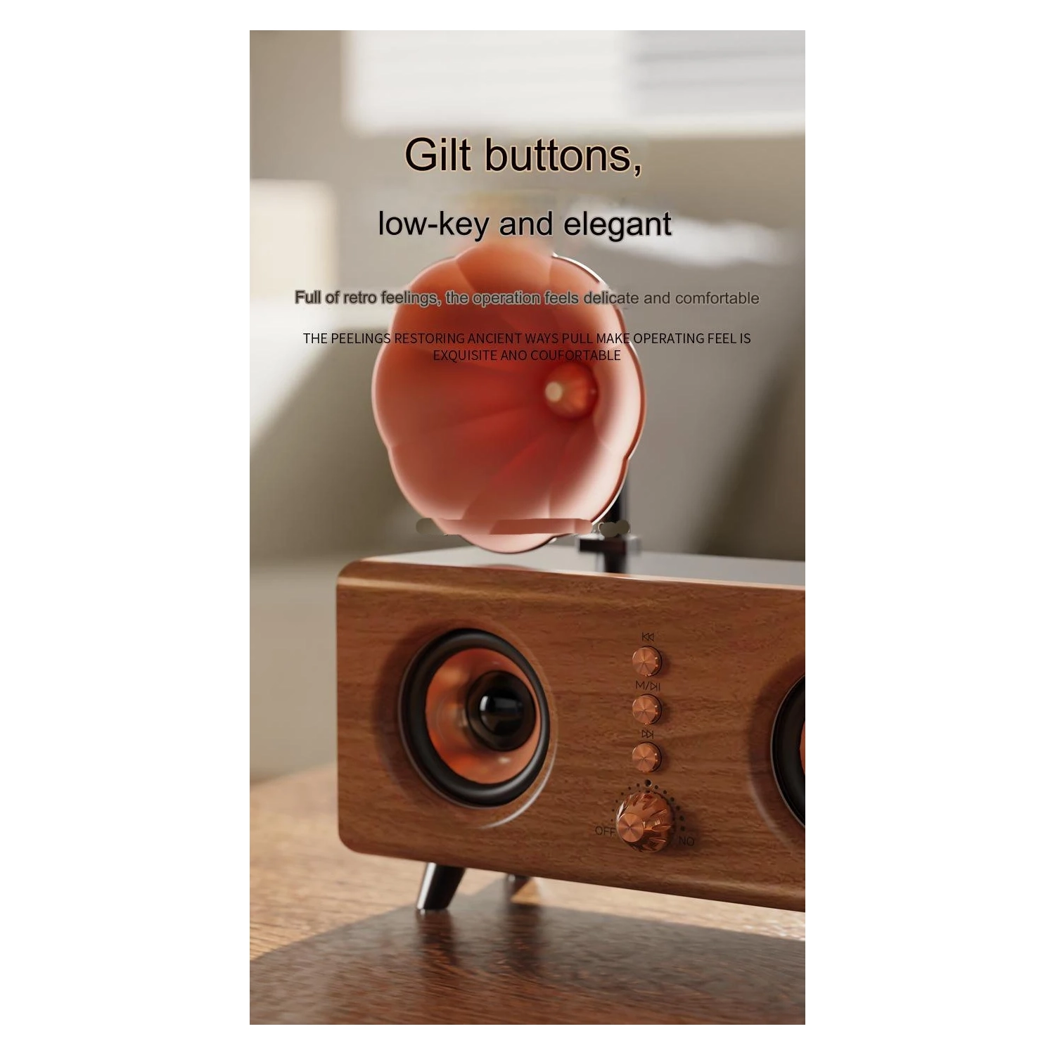 New B161 Retro Wood Grain Bluetooth Speaker Dual Speaker Subwoofer Card Computer Desktop Speaker Wooden Subwoofer Outdoor Party Speaker Creative Gift