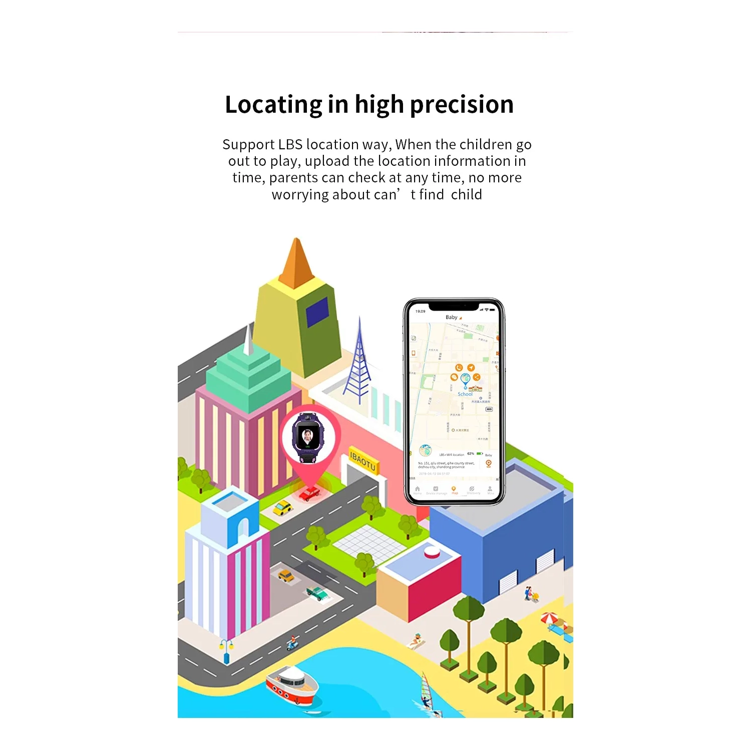 Children's Smart Phone Watch, WeChat Chat Positioning Photo GPS Flashlight, with Camera, Fitness Tracker - Purple