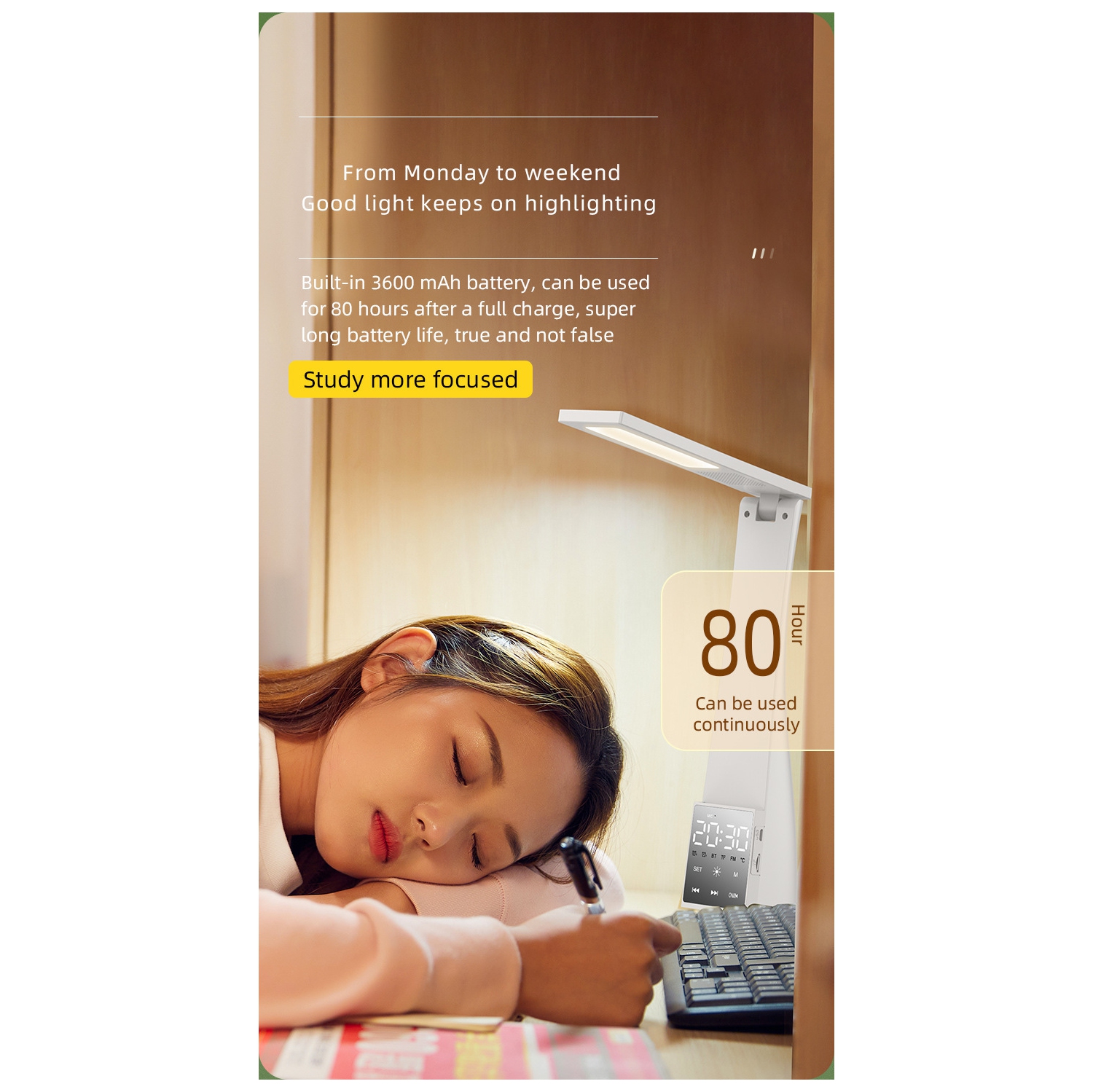 T1 multifunctional desk lamp white, bluetooth speaker clock alarm clockI smart speaker HIFI subwoofer 8D subwoofer cool RGB multifunctional alarm