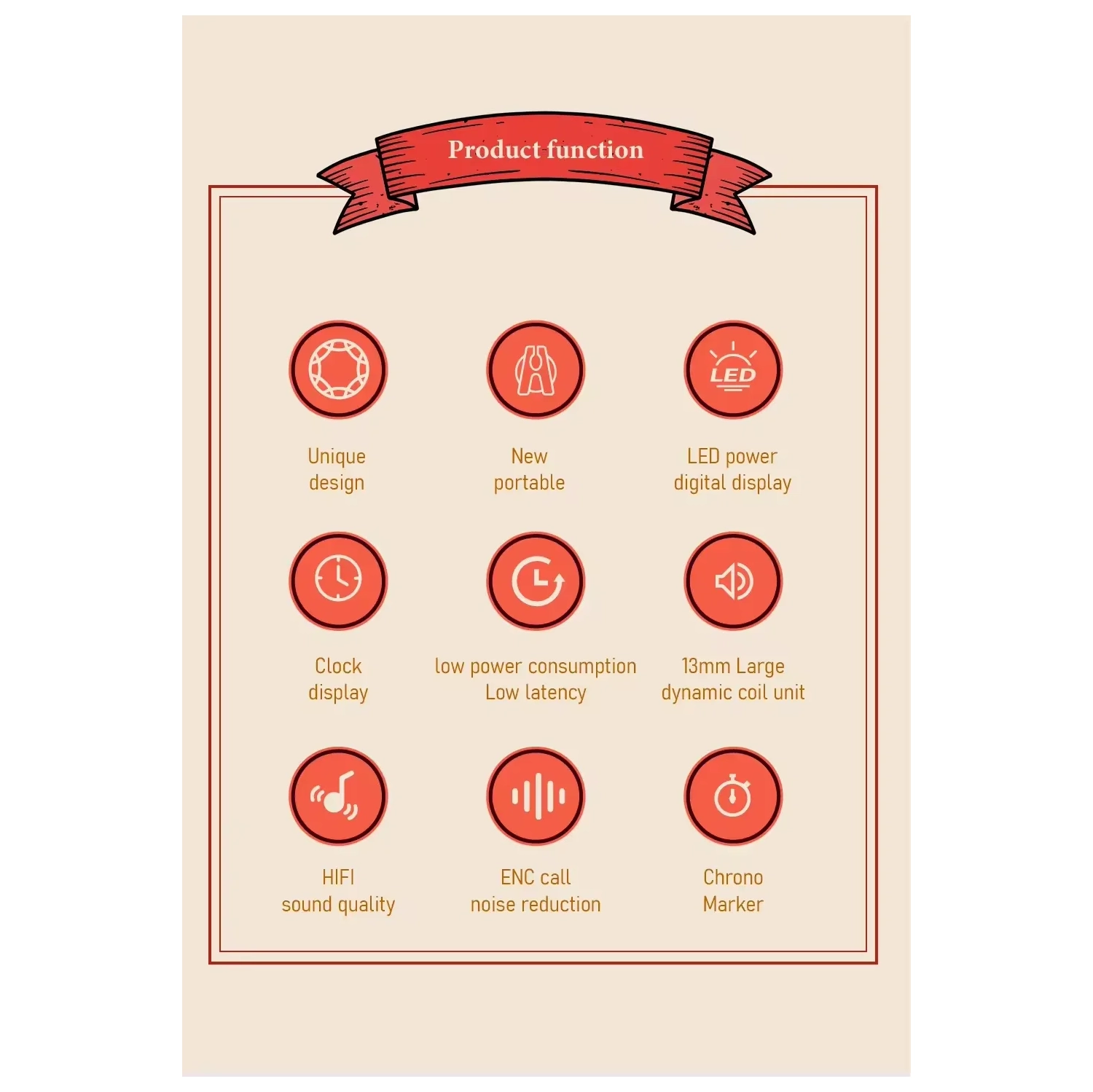 New BPG wireless TWS Bluetooth headset in-ear noise reduction BB machine unique retro personality trend digital display clockWireless Bluetooth