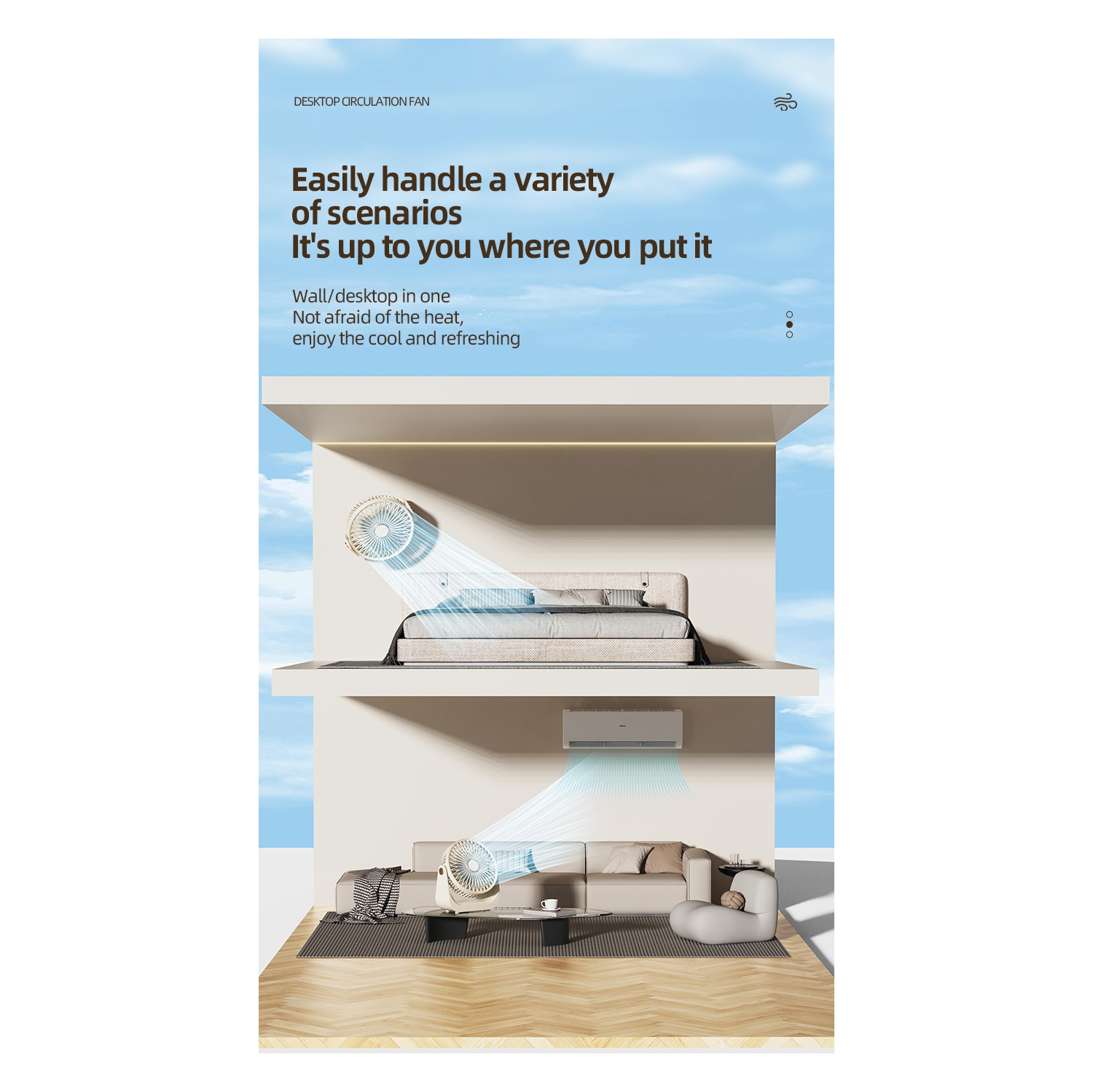 Air Circulation Fan - Ultra Quiet, Powerful, Three-Speed Adjustable, 360° Tilt, Portable Mini Desk Fan for Office/Home/Car/Travel,