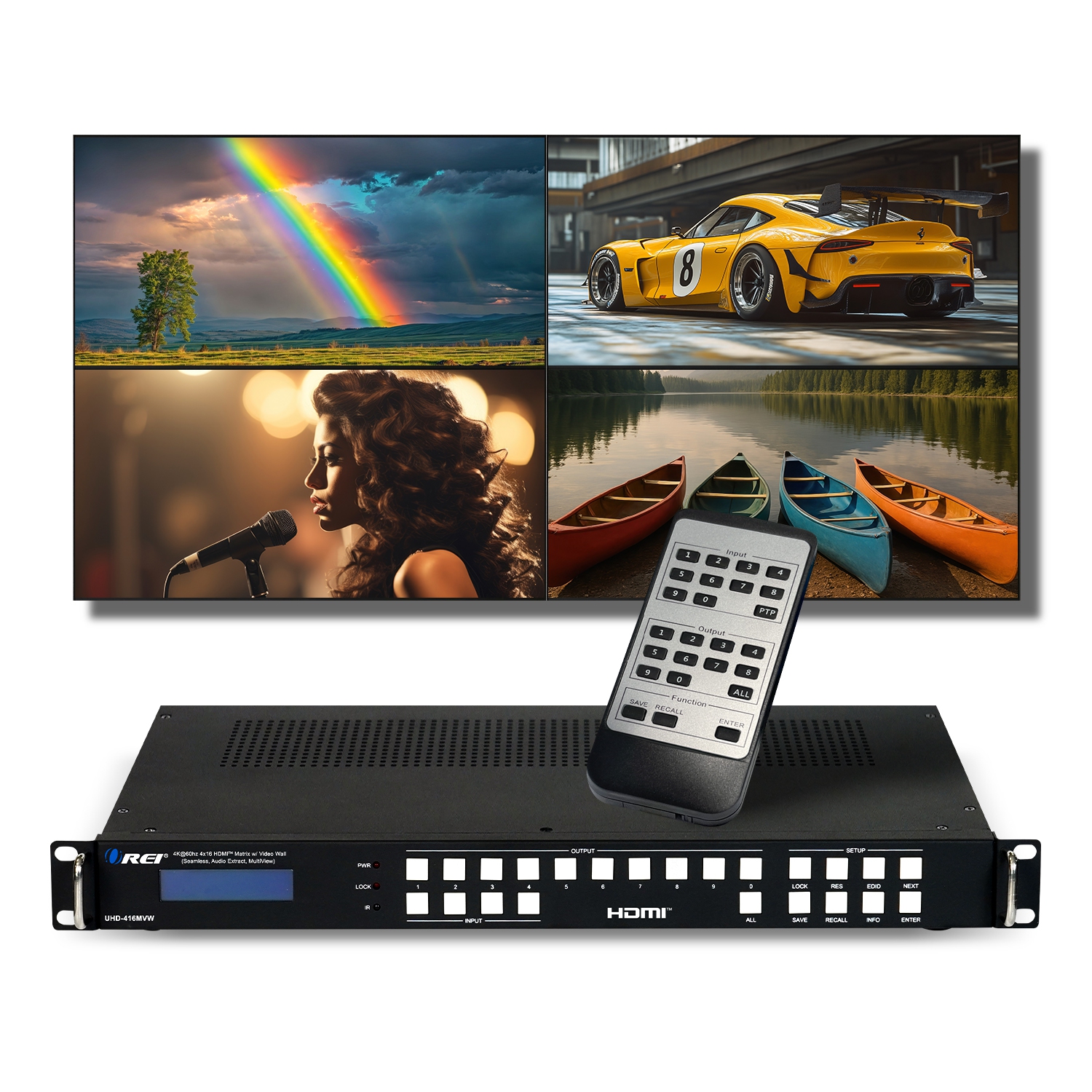 OREI 4K@60hz 4x16 HDMI™ Matrix w/ Video Wall (UHD-416MVW)