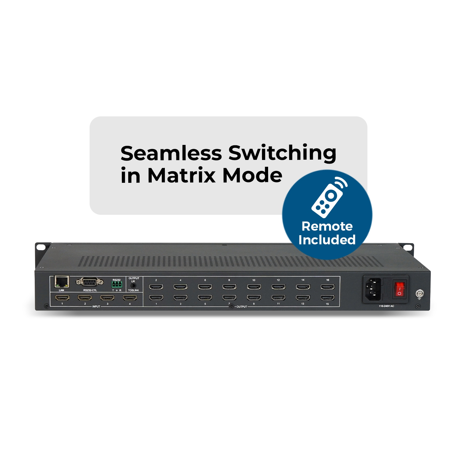 OREI 4K@60hz 4x16 HDMI™ Matrix w/ Video Wall (UHD-416MVW)