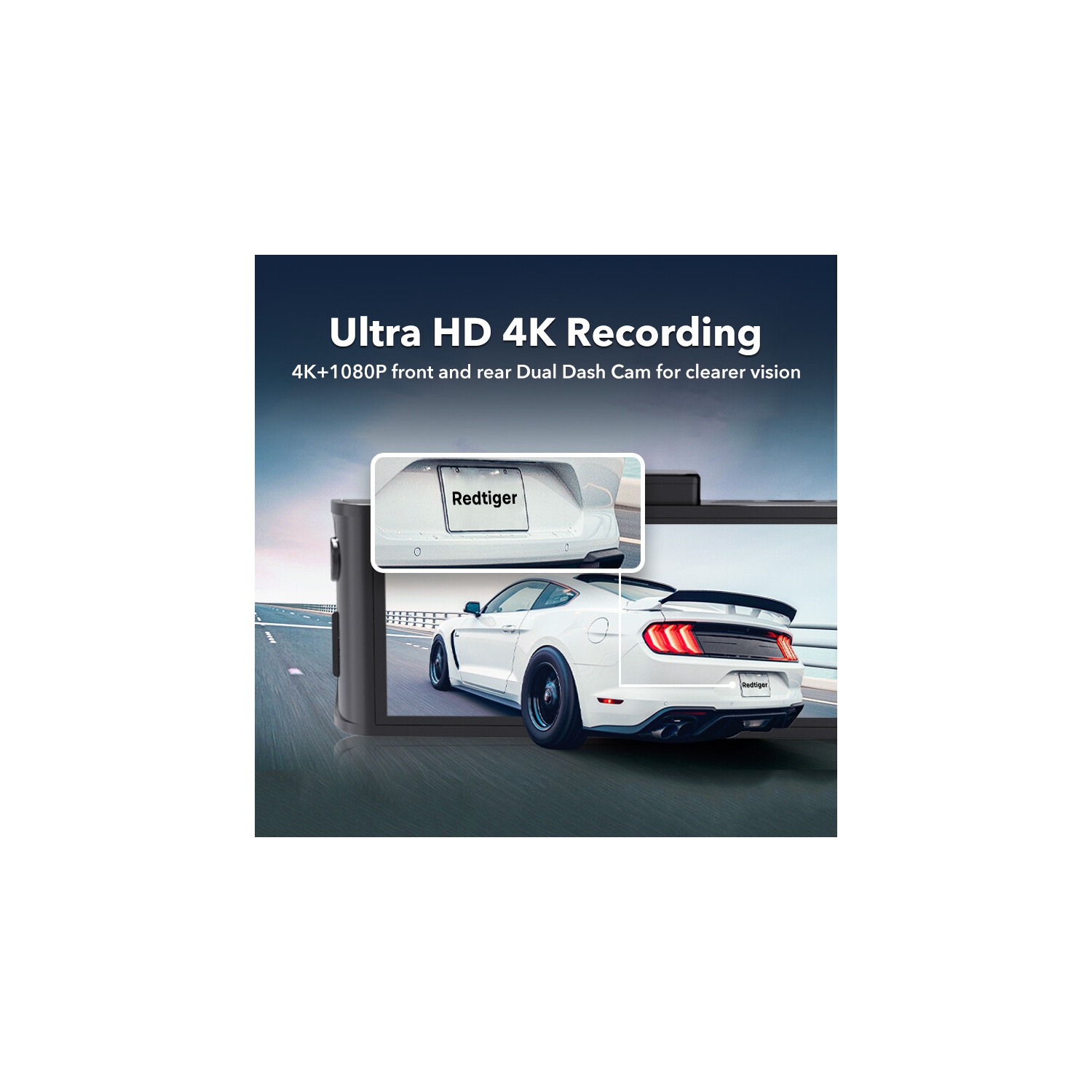 REDTIGER 4K Dash Cam Front and Rear,Built-in WiFi GPS 4K+1080P Dual Dash Camera for Cars,3.18 inch Display Dashcam,170° Wide Angle Dashboard Camera