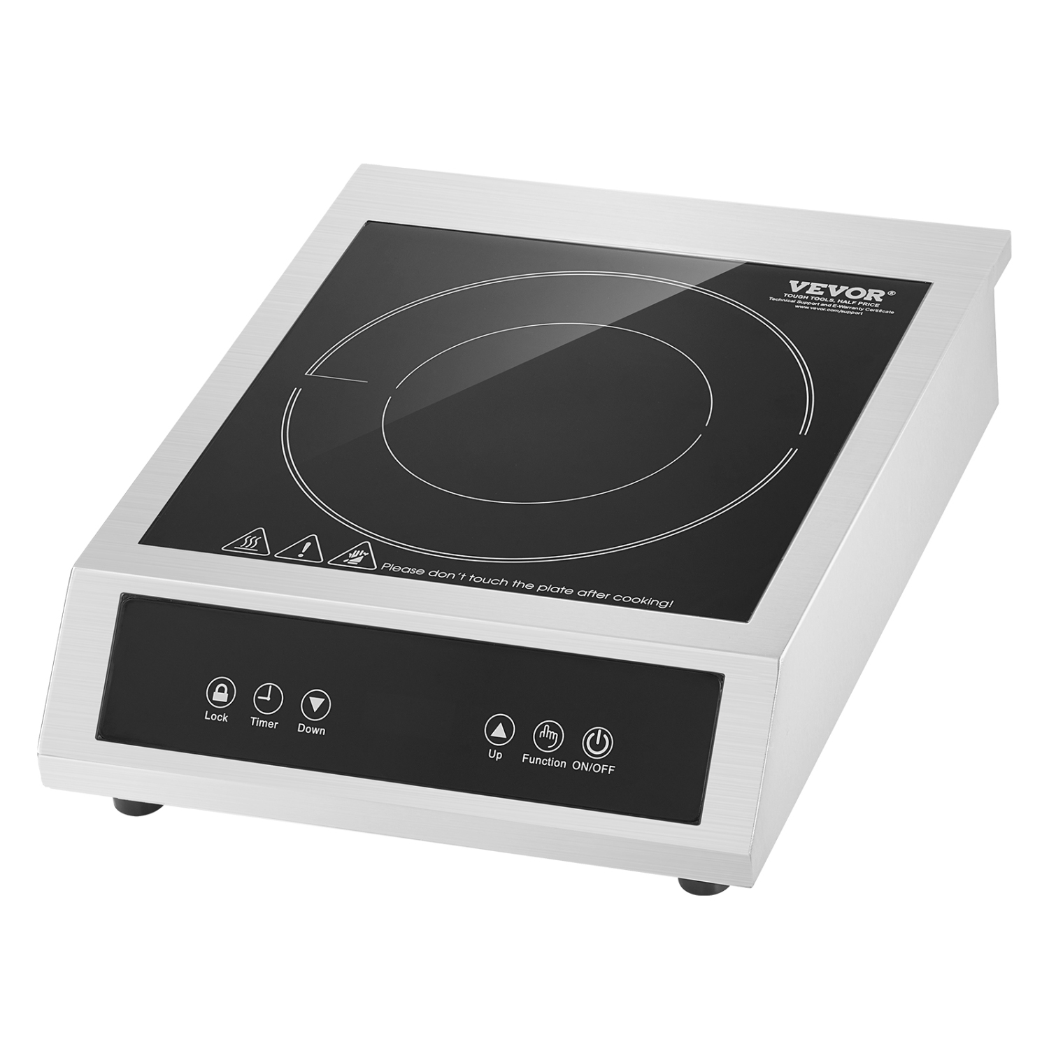 VEVOR 1800W Portable Induction Cooktop, Commercial Induction Burner with 9 Temperature Settings, Stainless Steel Countertop Induction Hot Plate with