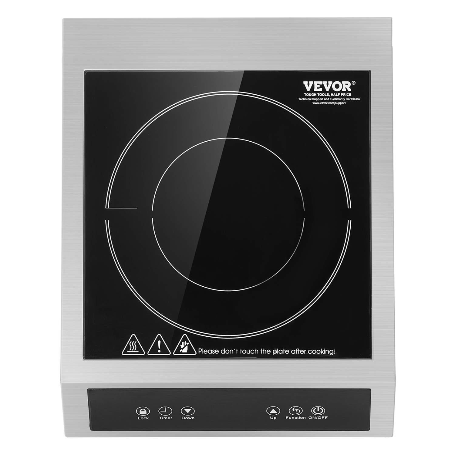 VEVOR 1800W Portable Induction Cooktop, Commercial Induction Burner with 9 Temperature Settings, Stainless Steel Countertop Induction Hot Plate with