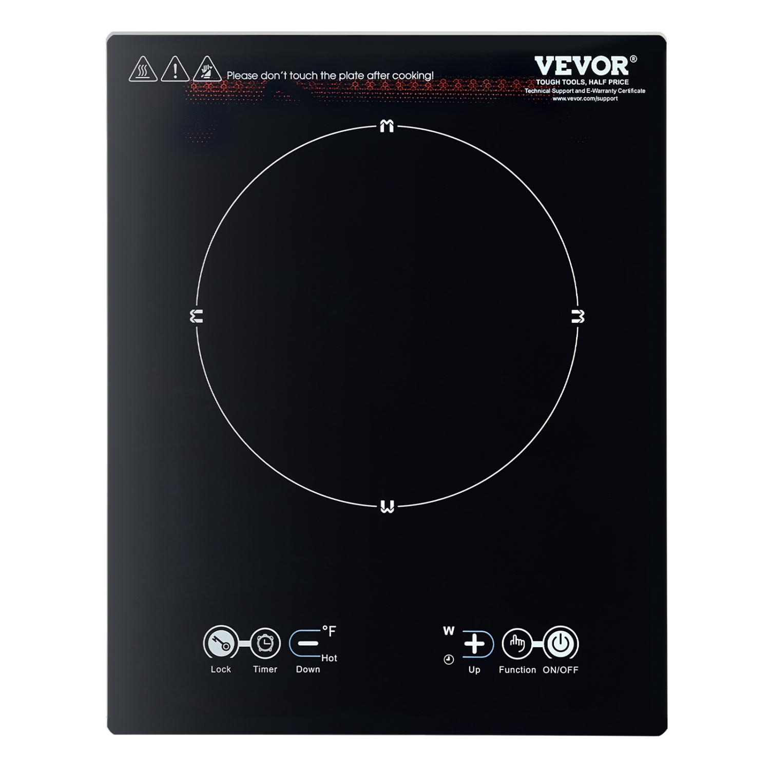 VEVOR 1800W Portable Induction Cooktop, Electric Induction Burner with 9 Temperature Settings, Countertop Induction Hot Plate with 3H Timer, Child