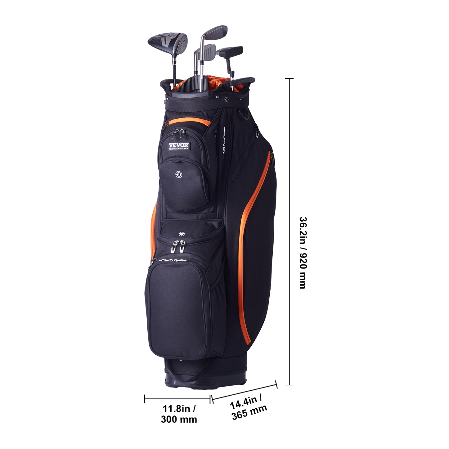 VEVOR 36” Golf Cart Bag with 14 Way Organizer Divider Top,13 Pockets Premium Cart Bag,Durable Golf Bags with Handles & Dust Cover & Detachable Straps