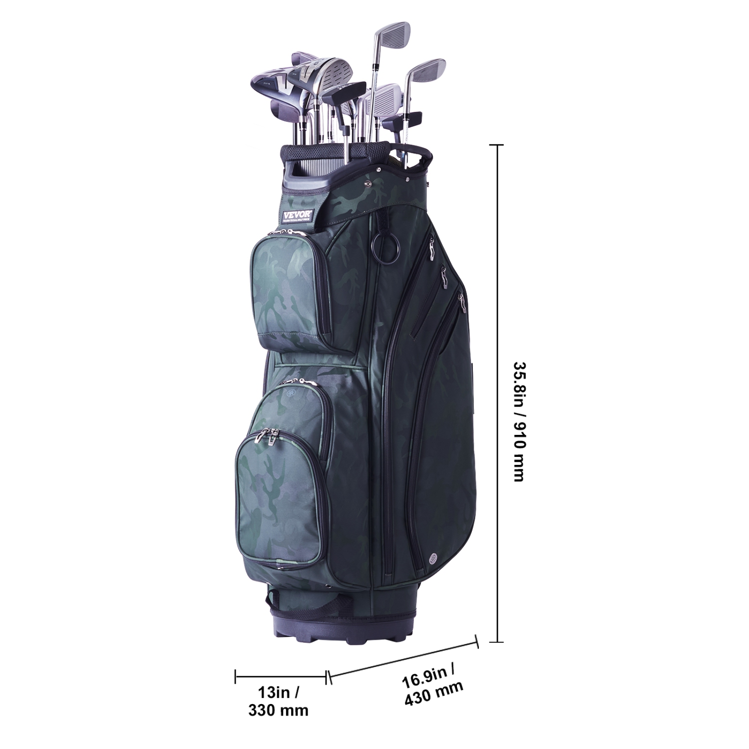 VEVOR 36” Golf Cart Bag with 14 Way Organizer Divider Top, 11 Pockets Premium Nylon Cart Bag, Durable Golf Bags with Handles & Dust Cover &