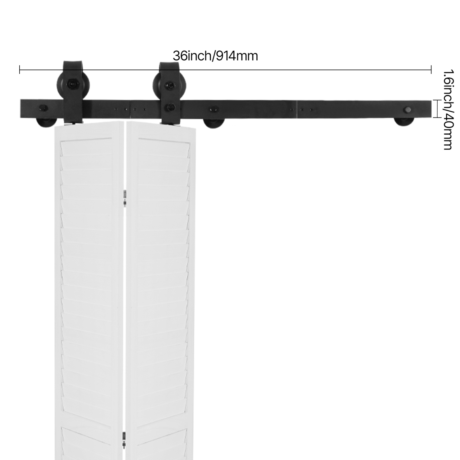 VEVOR 36" Bi-Folding Sliding Barn Door Hardware Kit, Top Mount Track, Slide Smoothly/Quietly, Heavy Duty, Easy to Install, for Two 16" Closet Pantry