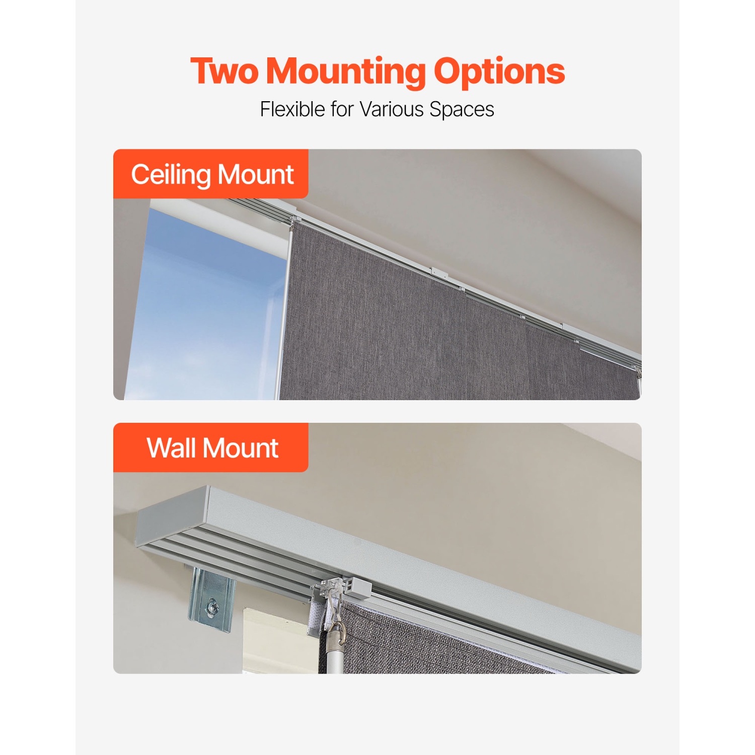 VEVOR 45.8-86 in W Panel Track Blinds, Extendable Track, Trimmable Panel Up to 96 in H, Vertical Blackout Panel Blinds for Sliding Doors, Patio