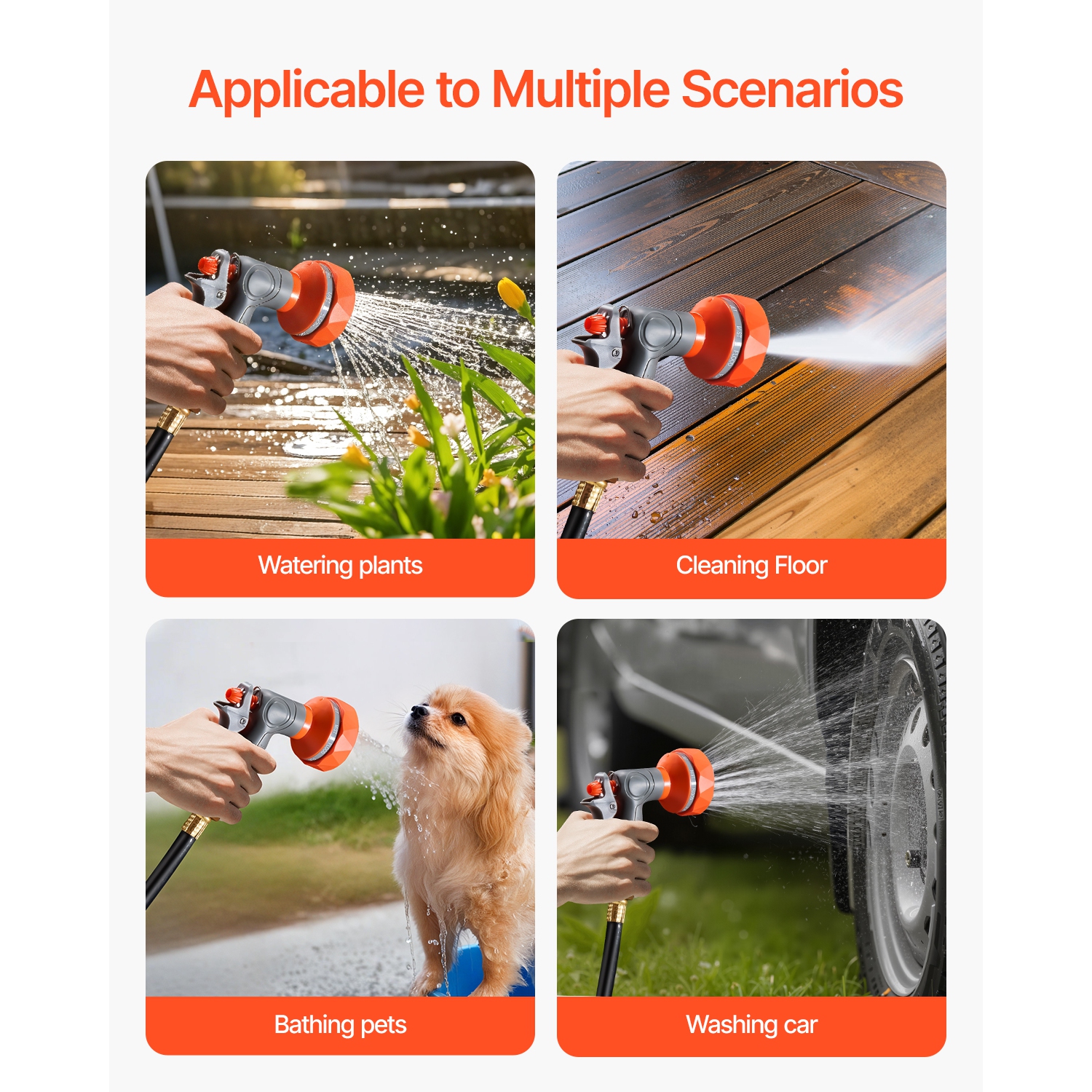 Dévidoir de jardin rétractable 1/2 Inch x 65&nbsp;pi de VEVOR, dévidoir mural, dévidoir de jardin robuste avec buse à 9 réglages, système de retour