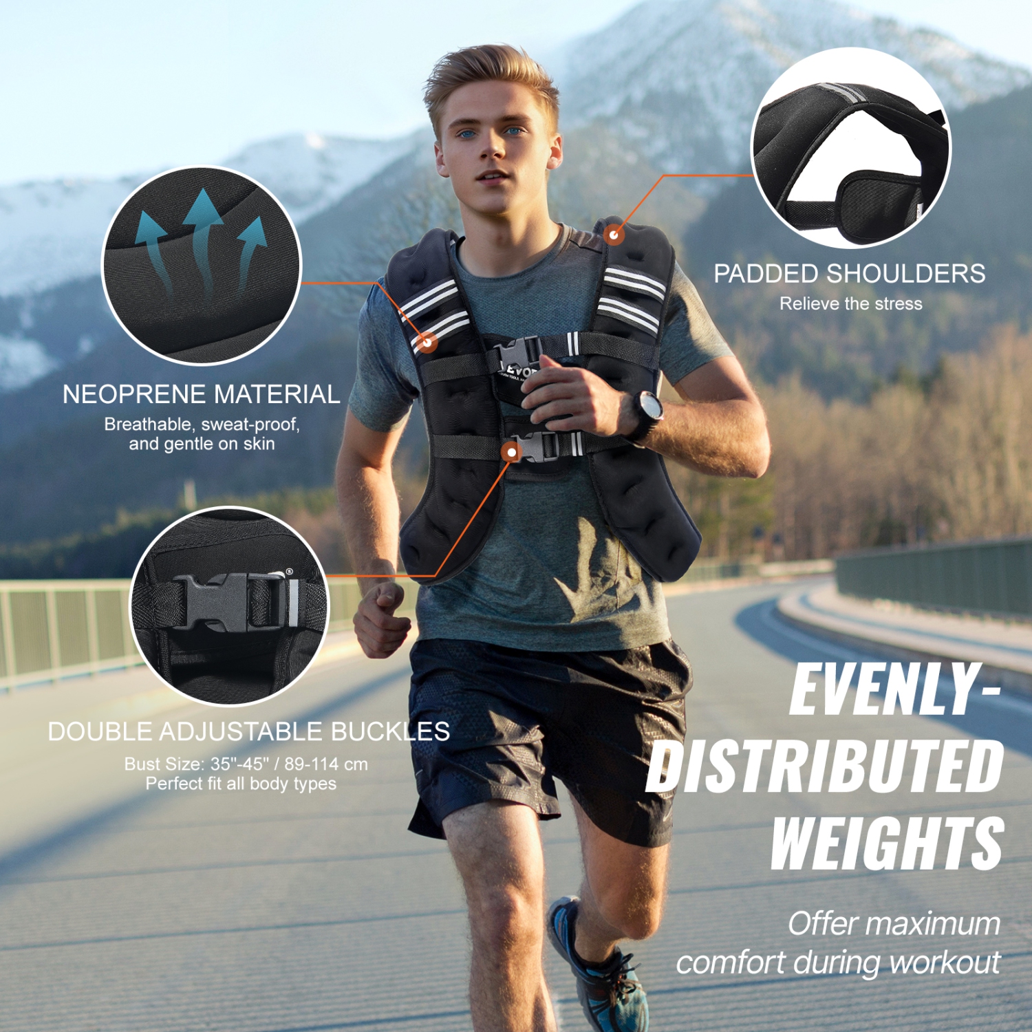 Veste lestée VEVOR 30&nbsp;lb avec bande réfléchissante, boucle ajustable pour hommes et femmes, équipement pour l'entraînement musculaire, course,