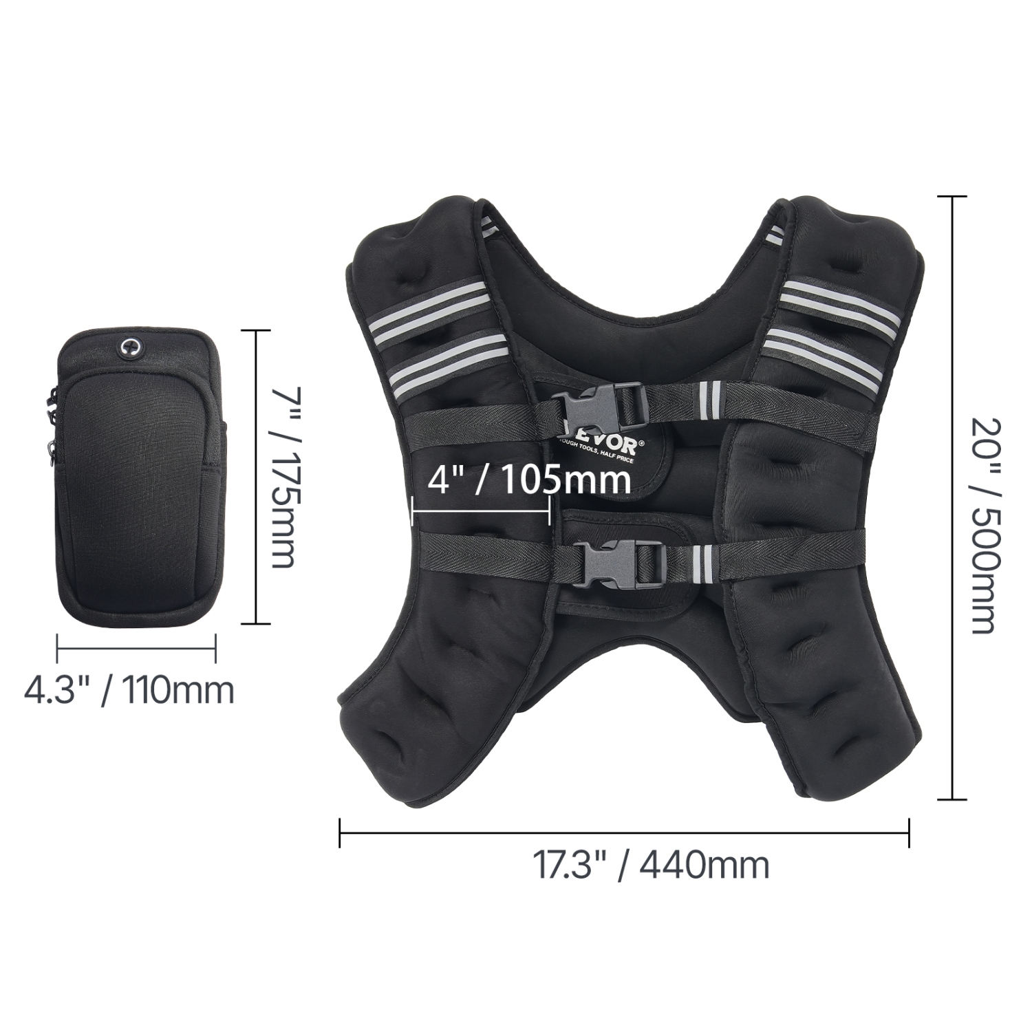 Veste lestée VEVOR 30&nbsp;lb avec bande réfléchissante, boucle ajustable pour hommes et femmes, équipement pour l'entraînement musculaire, course,