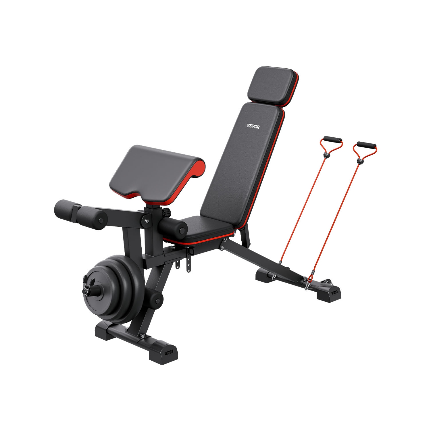 VEVOR 800lbs Adjustable Weight Bench, for Full Body Workout, Exercise Sit up Bench for Home/Gym Strength Training, Flat Bench with with Leg