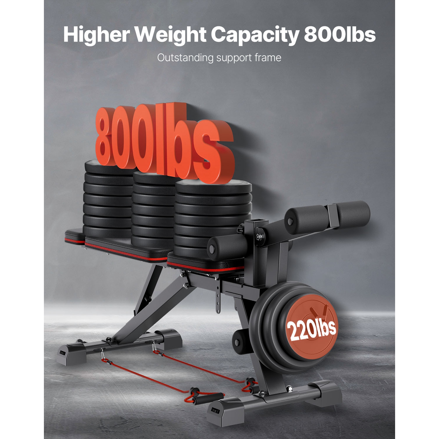 VEVOR 800lbs Adjustable Weight Bench, for Full Body Workout, Exercise Sit up Bench for Home/Gym Strength Training, Flat Bench with with Leg