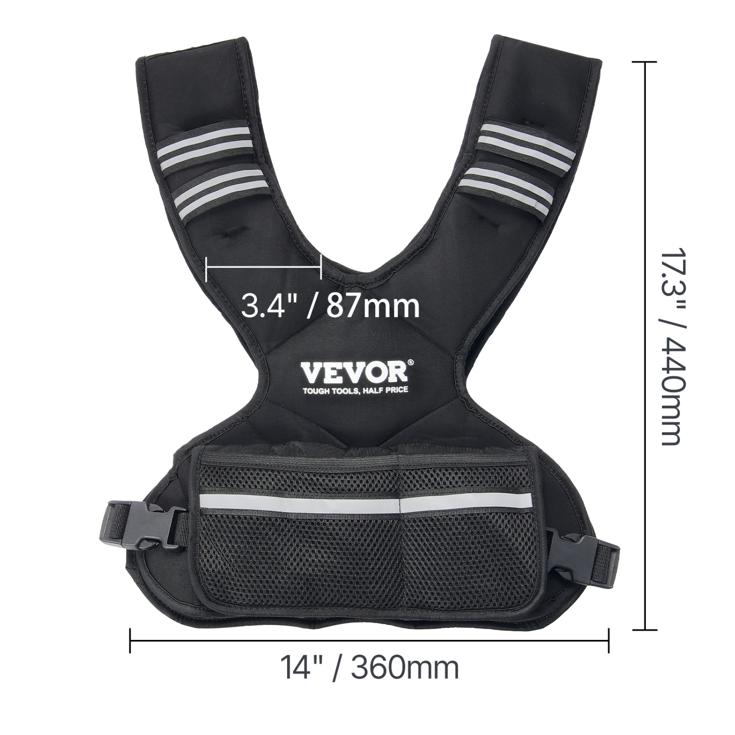 VEVOR 11-20lb Adjustable Weighted Vest, with 6 Ironsand Weights and Reflective Stripe, Body Exercise Set for Men Women, Equipment for Strength