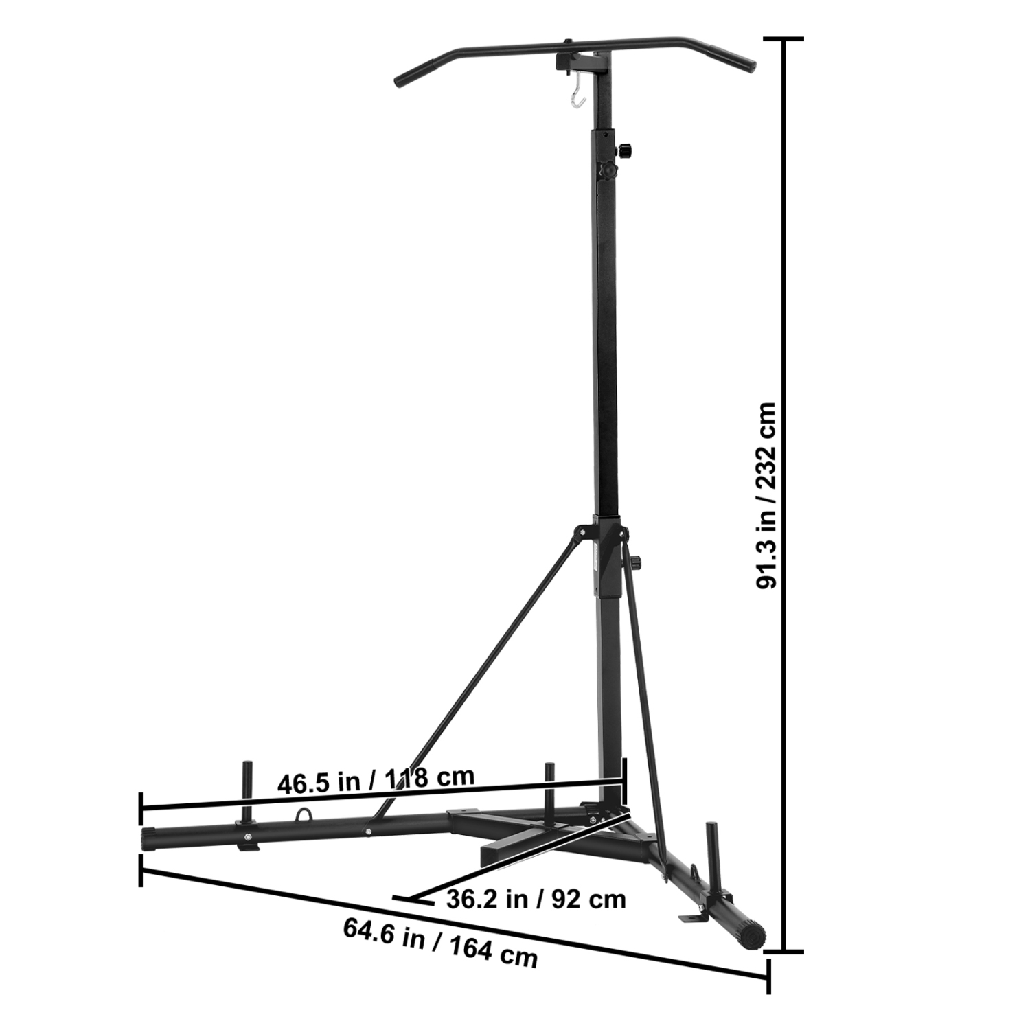 VEVOR 2 in 1 Punching Bag Stand, Steel Heavy Duty Workout Equipment, Adjustable Height with Pull Up Bar, Freestanding Sandbag Rack, Holds Up to 140