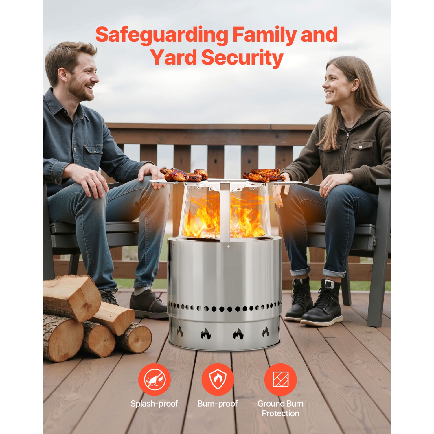 VEVOR 20 inch Fire Pit Heat Deflector for Solo Stove Yukon, Bonfire Round for Wood Burning Fire Pit, 304 Stainless Steel Heat Diffuser, Detachable