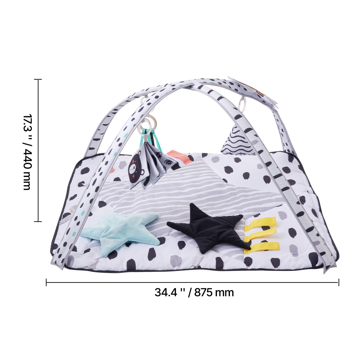 VEVOR 0-18 Month Baby Play Gym Mat, Tummy Time Mat with 6 Sensory Toys, Baby Activity Mat with 2 Touch Balls & Soft Fabric for Sensory & Motor Skill