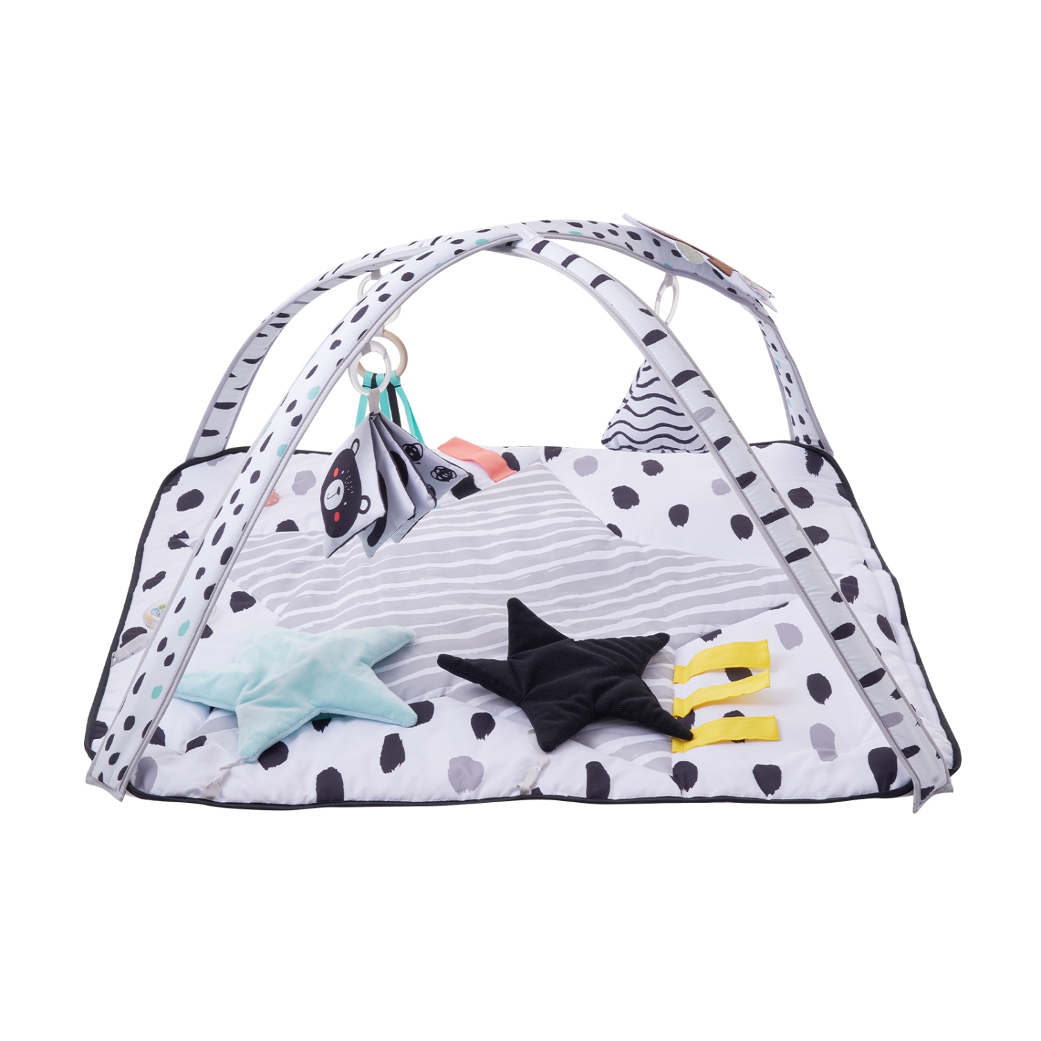 VEVOR 0-18 Month Baby Play Gym Mat, Tummy Time Mat with 6 Sensory Toys, Baby Activity Mat with 2 Touch Balls & Soft Fabric for Sensory & Motor Skill