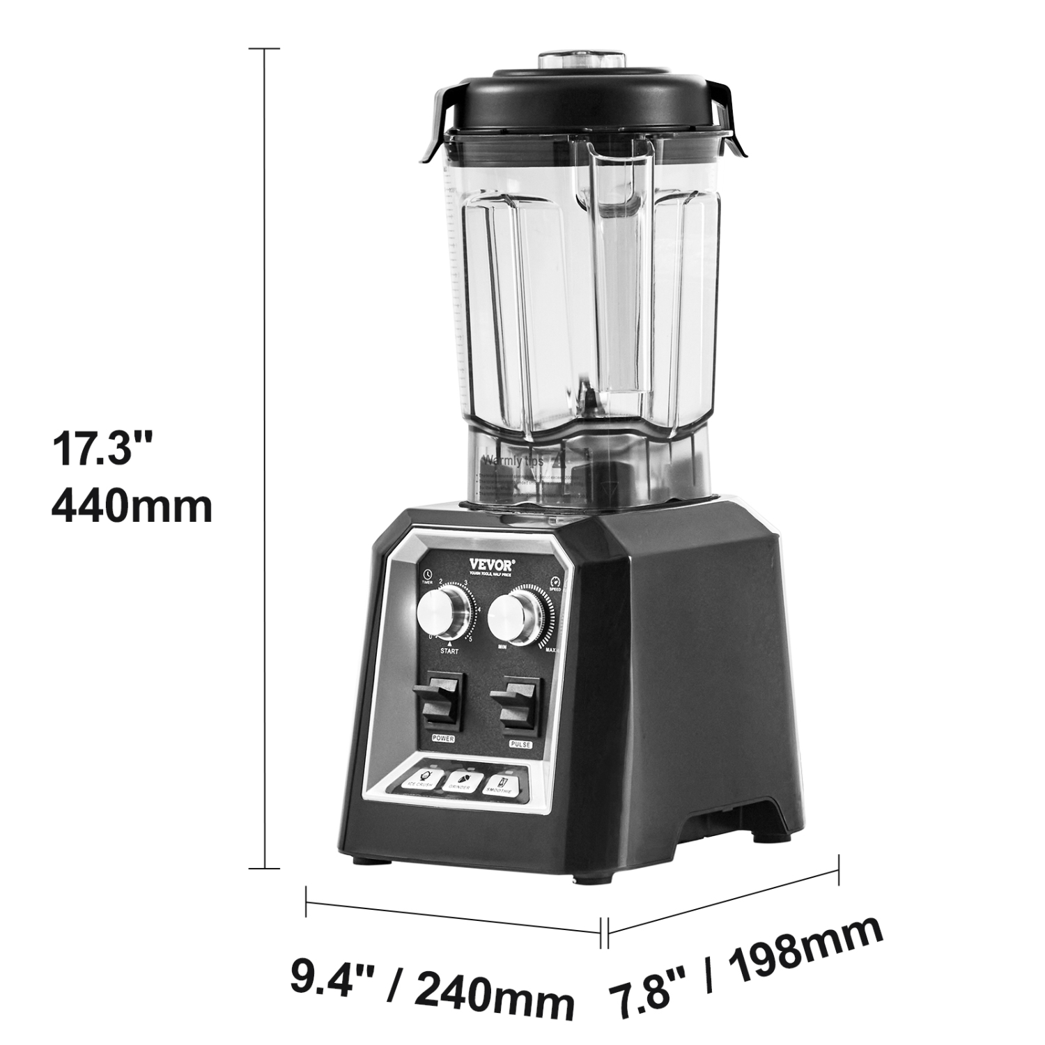 VEVOR 68 oz Professional Blender, Commercial Countertop Blenders, Plastic Jar Blender Combo, Stainless Steel 3 Functions Blender, for Frozen Drinks,