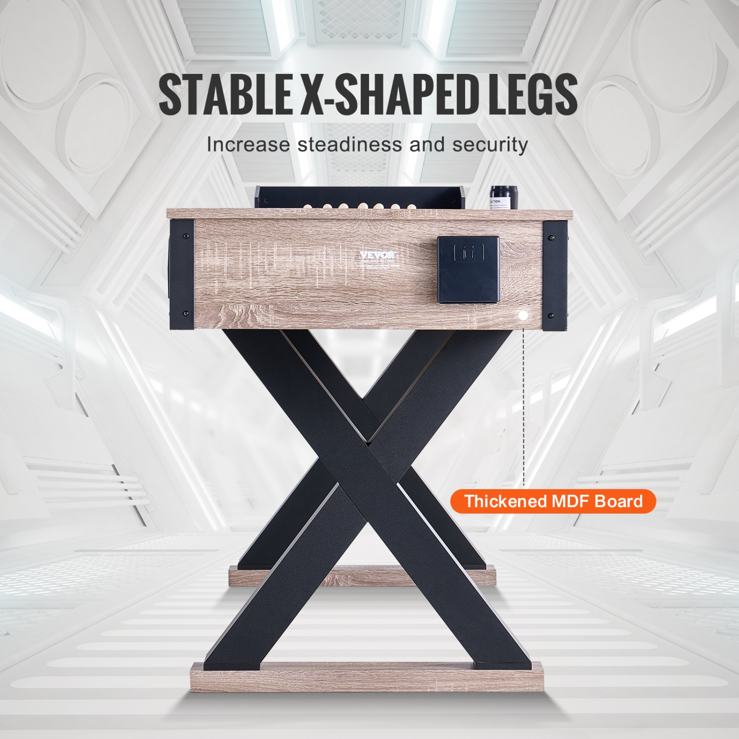 VEVOR 9 ft Shuffleboard Table, LED Light Up for Family Game Room, 2 in 1 Combo Game Set, with Scratch-Resistant Playfield, Legs, 8 Pucks, Bowling