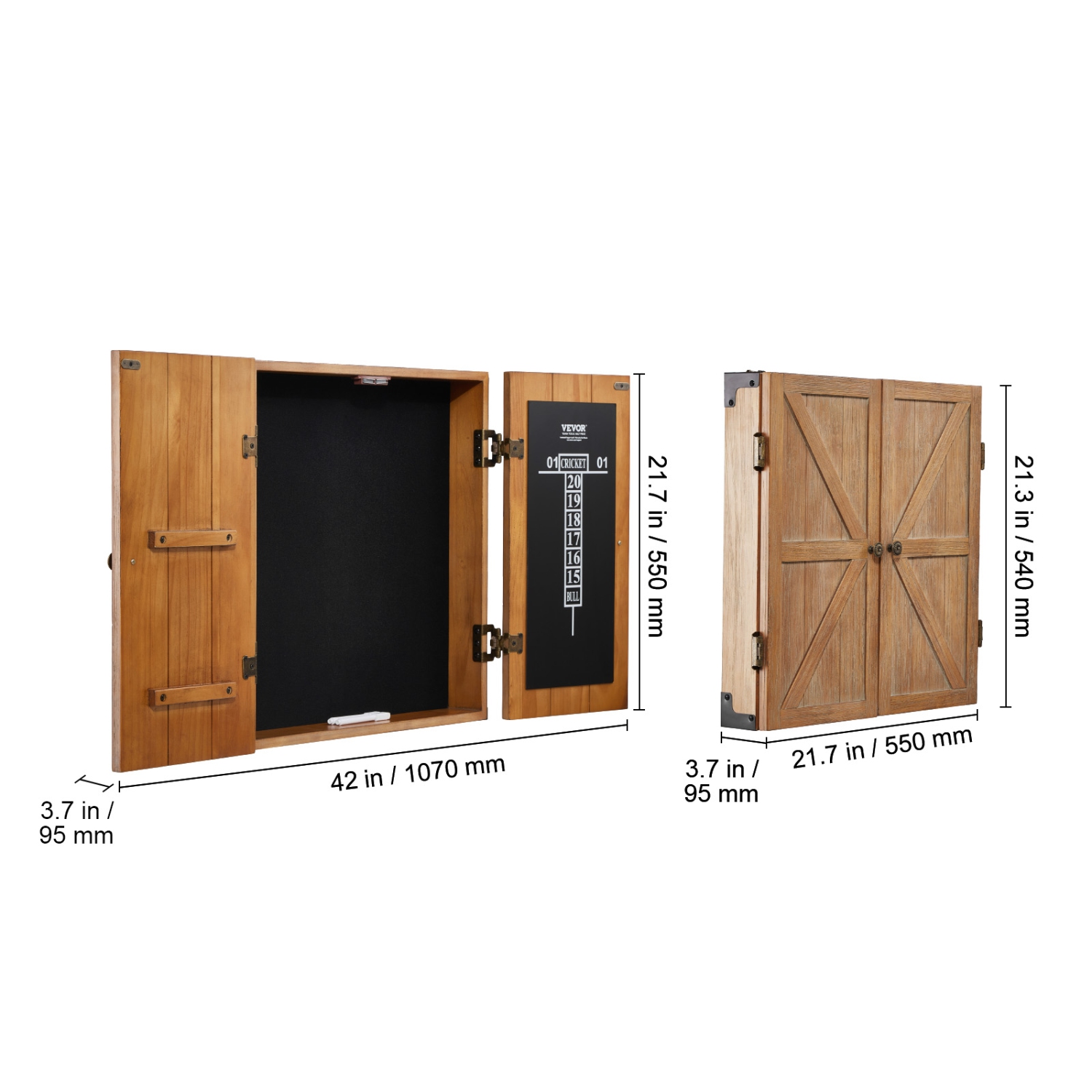 Jeu de fléchettes VEVOR Solid avec armoire, armoire dissimulable de taille officielle avec cible et accessoires, assemblage facile, idéal pour les