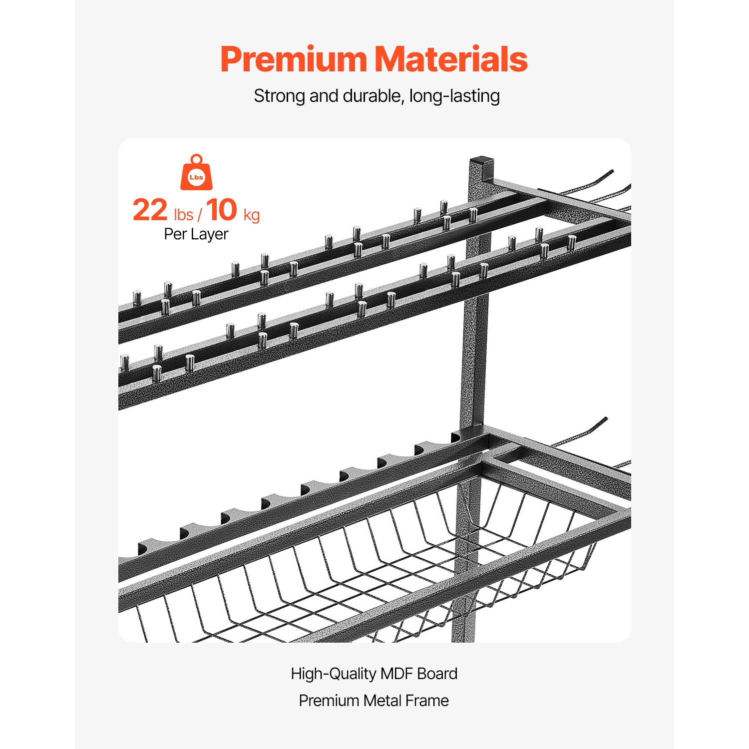 VEVOR 15-Rods Fishing Rod Holder, Mobile Fishing Pole Rack Cart with Wheels, Fish Gear Equipment Organizer for Garage Home Indoor Use, for Tackle Box