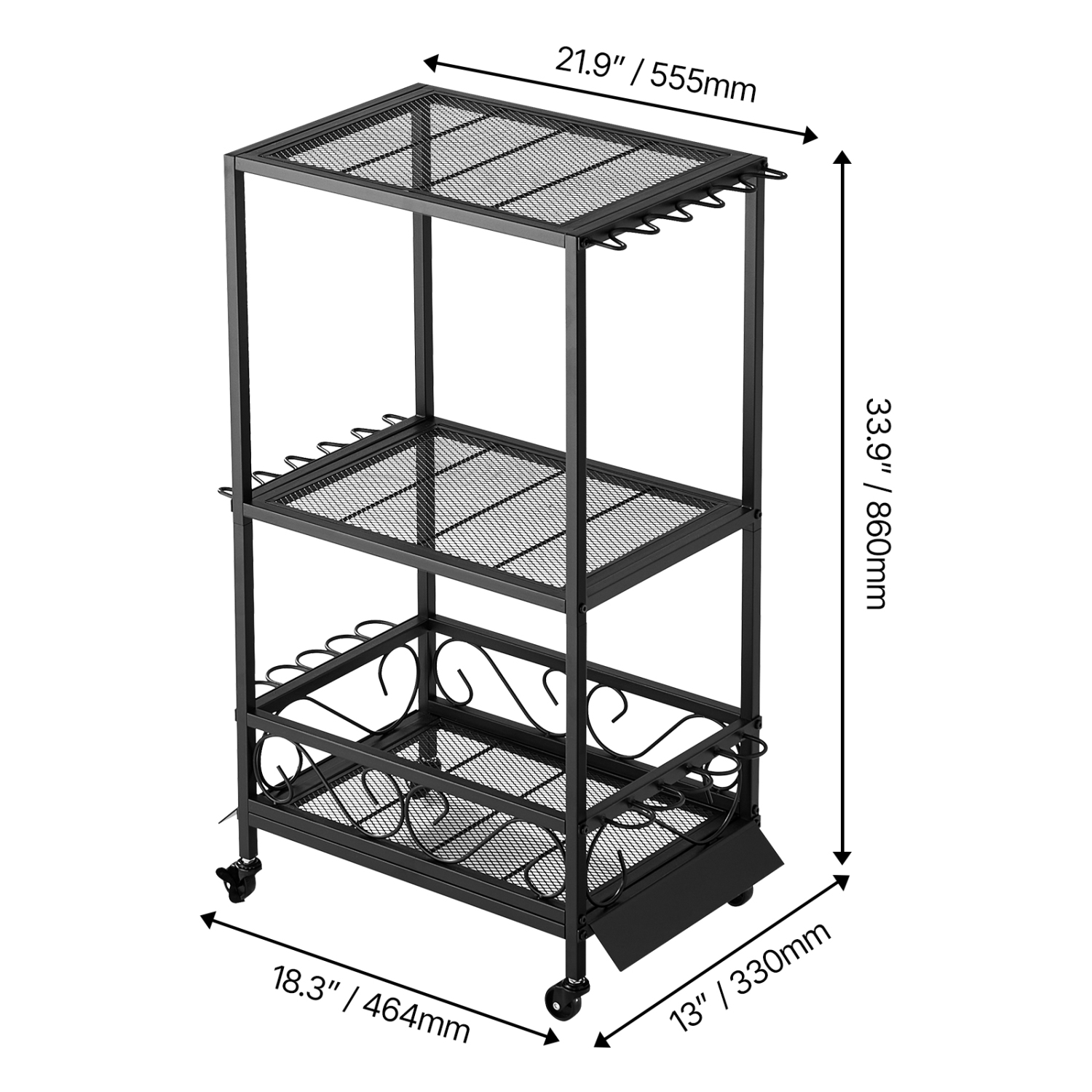 VEVOR 10-Rods Fishing Rod Holder, Mobile Fishing Pole Rack Cart with Wheels, Fish Gear Equipment Organizer for Garage Home Indoor Use, for Tackle Box