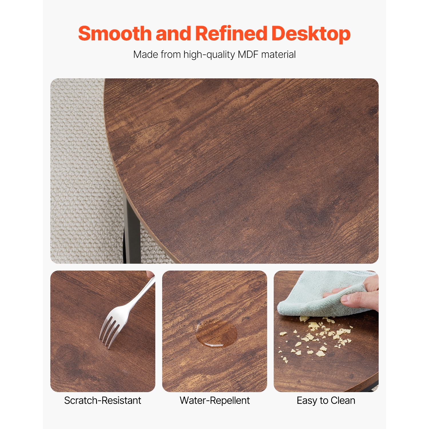 VEVOR 2 Set Nesting Coffee Table, 23.6 in Round Coffee Table, Nesting Tables for Small Place, End Side Tables Night Stand with Metal Frame, for