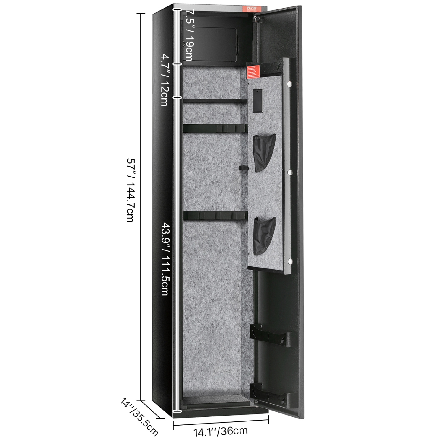 VEVOR 5 Rifles Gun Safe, Rifle Safe with Digital Keypad & Lock, Gun Storage Cabinet with Built-in Storage Locker, Removable Storage Shelf for Home