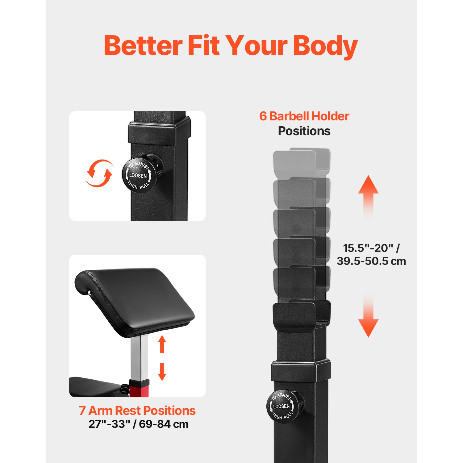 VEVOR 440 LBS Weight Bench with Leg Extension, Strength Training Benches, Home Gym Bench Fitness Equipment, Seated Arm Isolated Barbell Dumbbell