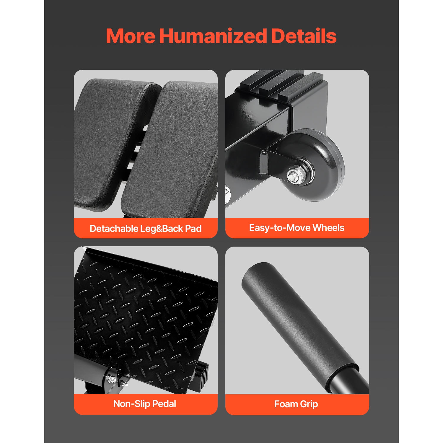 VEVOR 350 lbs Roman Chair Hyperextension Bench, Adjustable Extension Machine, Multi-Function Exercise Equipment for Glute, Hamstring, Lower Back, and