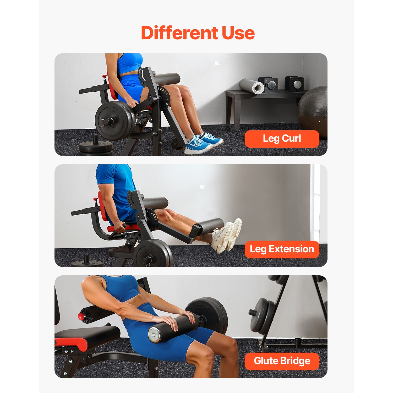 VEVOR 700 lbs Leg Extension and Curl Machine, Lower Body Special Leg ...