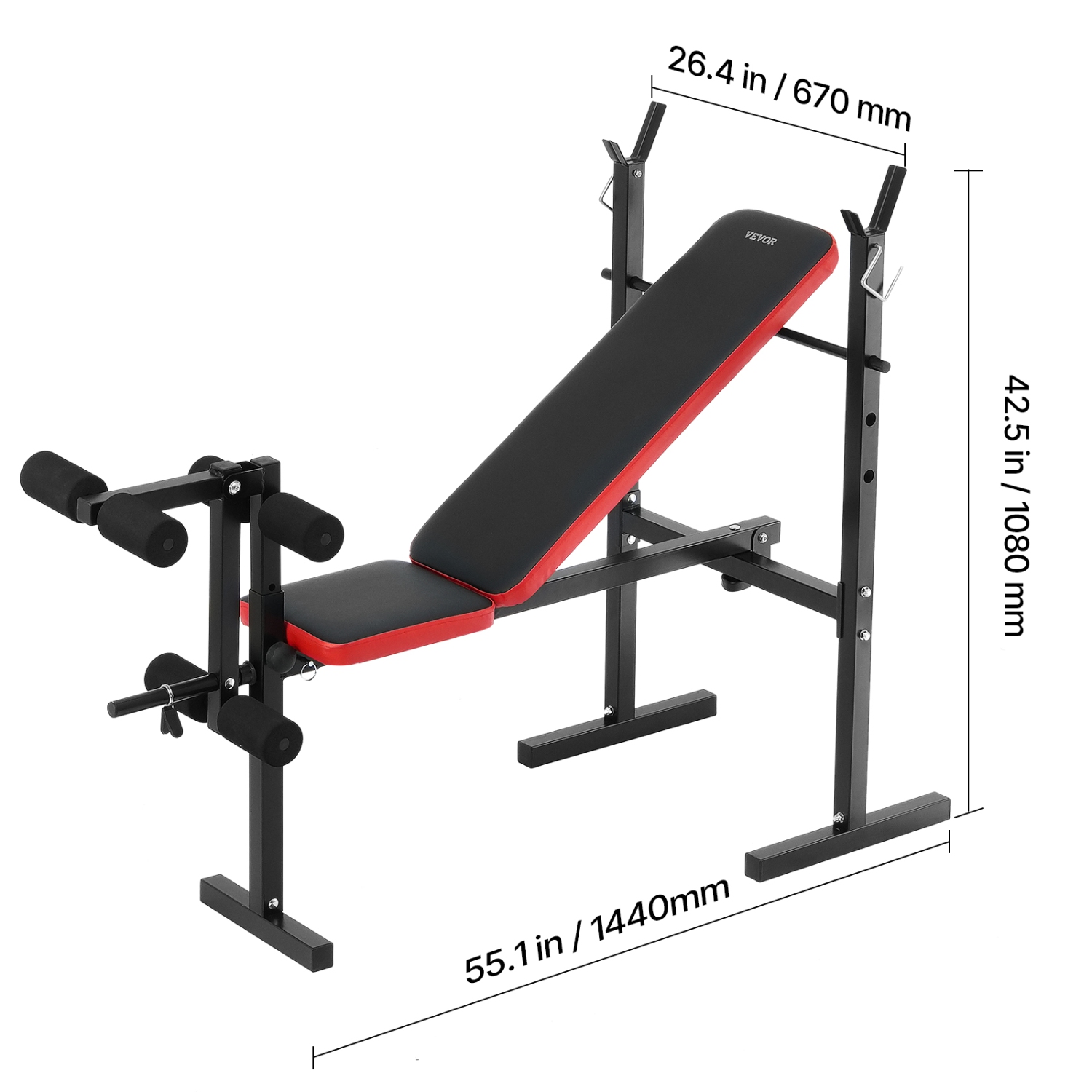 Banc d'exercice 380&nbsp;lb de VEVOR, banc de musculation ajustable multifonction pour entraînement complet, banc d'exercice pour entraînement