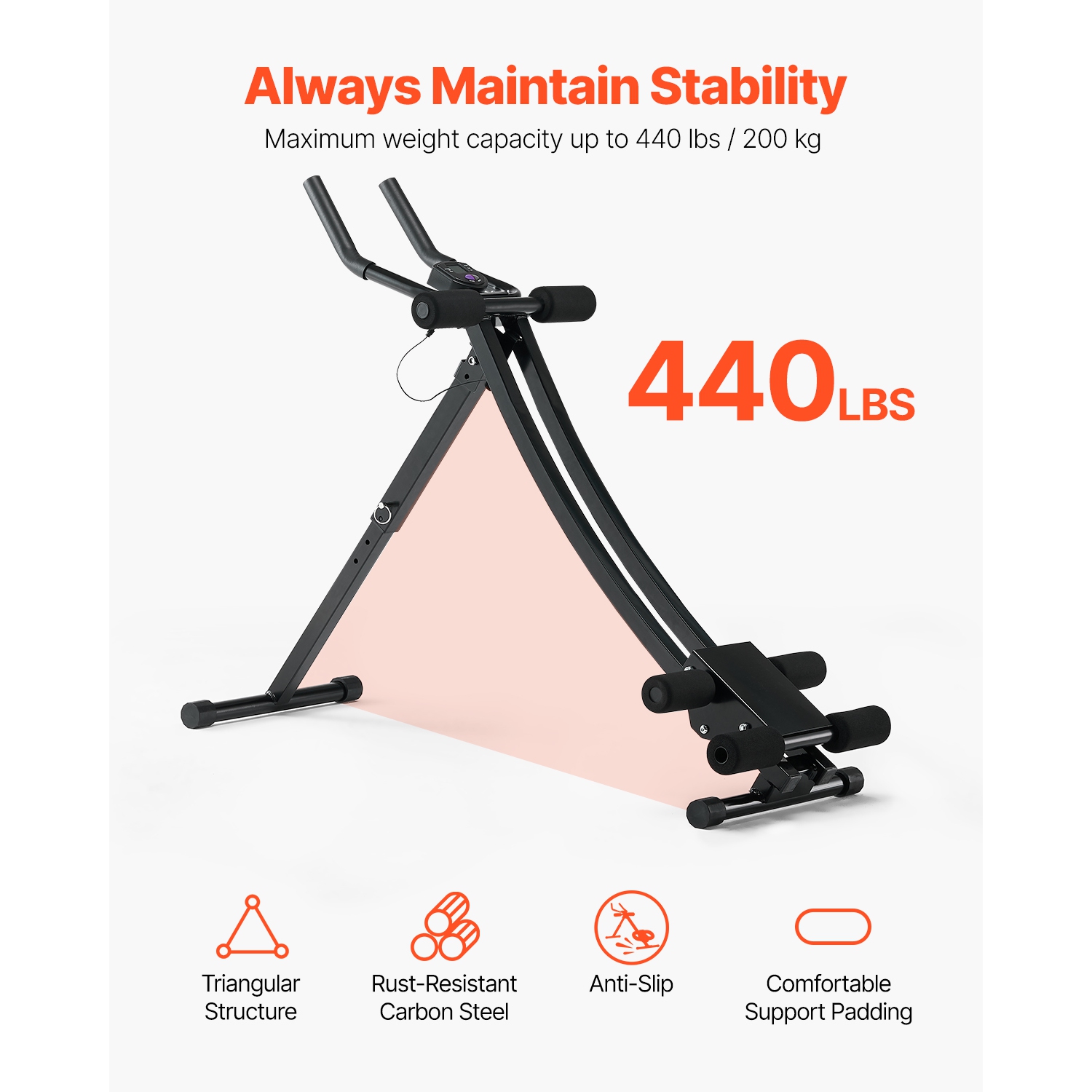 VEVOR 440 lbs Weight Capacity AB Workout Machine, at Home/Gym, Core & Abdominal Trainers for Women, Strength Training Ab Cruncher, Foldable