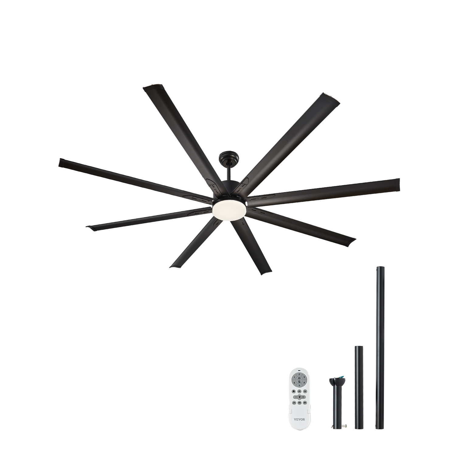 VEVOR 84 Inch Ceiling Fan with Light, 6-Speed Remote Control, Dimmable 3-Color Temperature, Reversible DC Motor, Modern Low Profile Flush Mount Fan