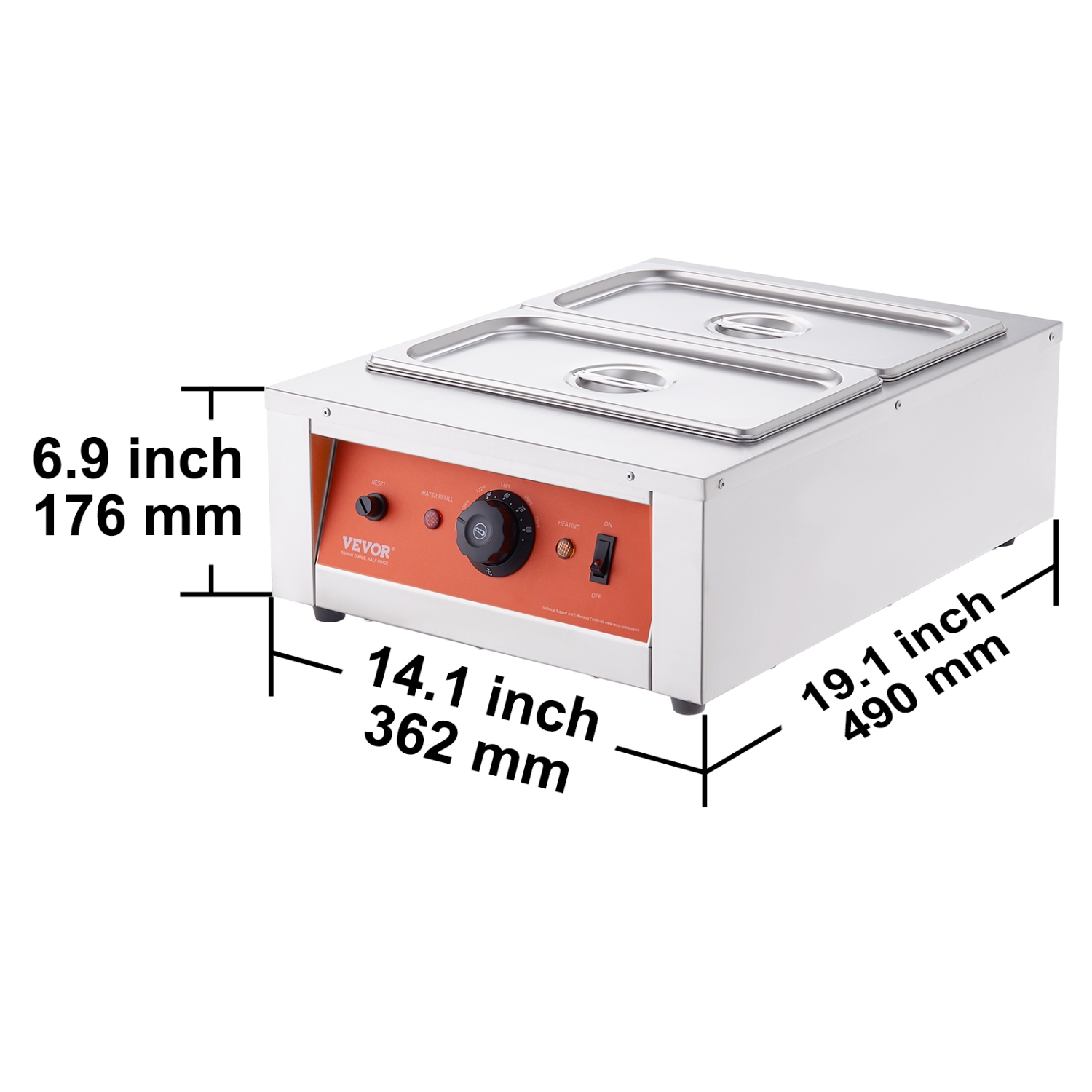 VEVOR 1500W, 17.6 Lbs 2 Tanks Chocolate Tempering Machine, Chocolate Melting Pot TEMP Control 86~185℉, Stainless Steel Electric Commercial Food