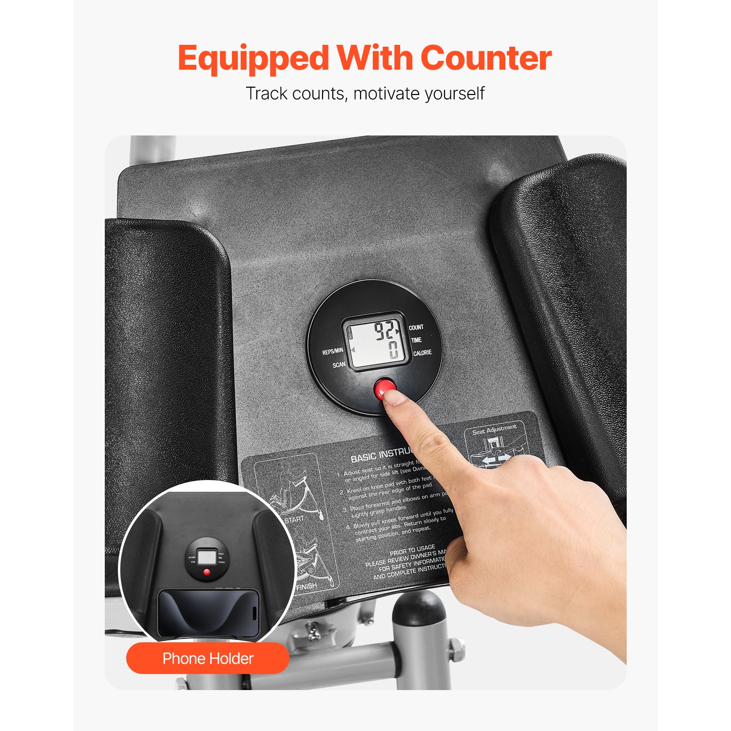 VEVOR 440 lbs Weight Capacity AB Workout Machine, at Home/Gym, Core & Abdominal Trainers for Women, Strength Training Ab Cruncher, Foldable