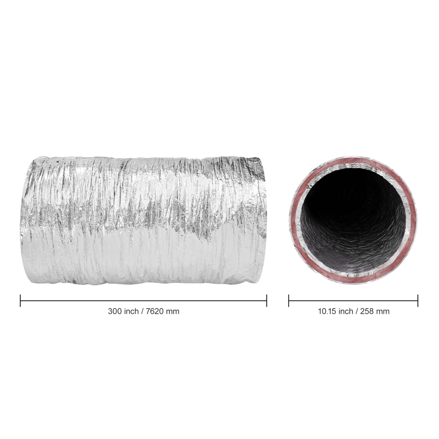 VEVOR 4''Dryer Vent Hose, Insulated Flexible Duct 25FT Long with 2 Duct Clamps, Heavy-Duty Three Layer Protection for HVAC Heating Cooling and