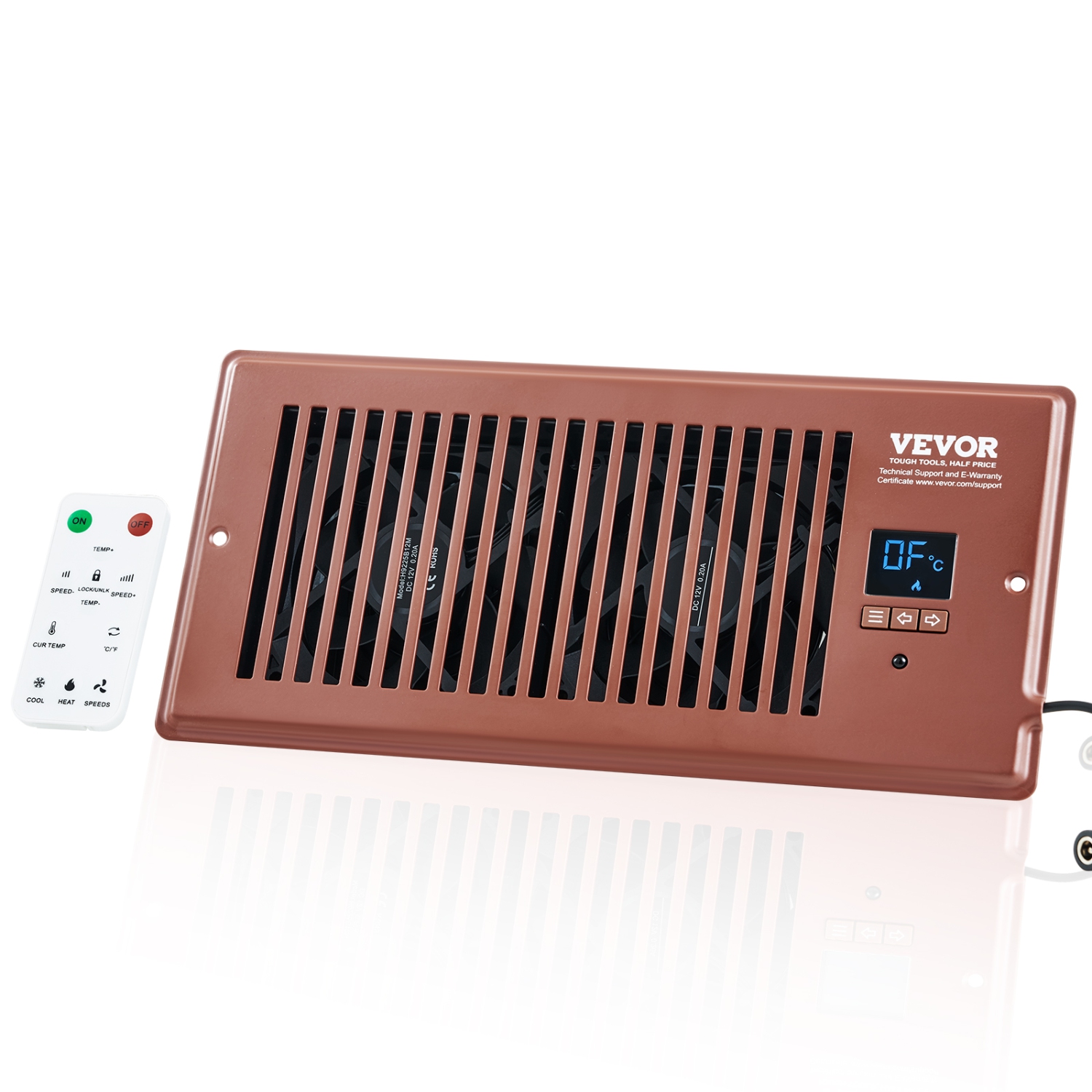 VEVOR 4” x 10” Register Booster Fan, Quiet Vent Booster Fan Fits Register Holes, with Remote Control and Thermostat Control, Adjustable Speed for