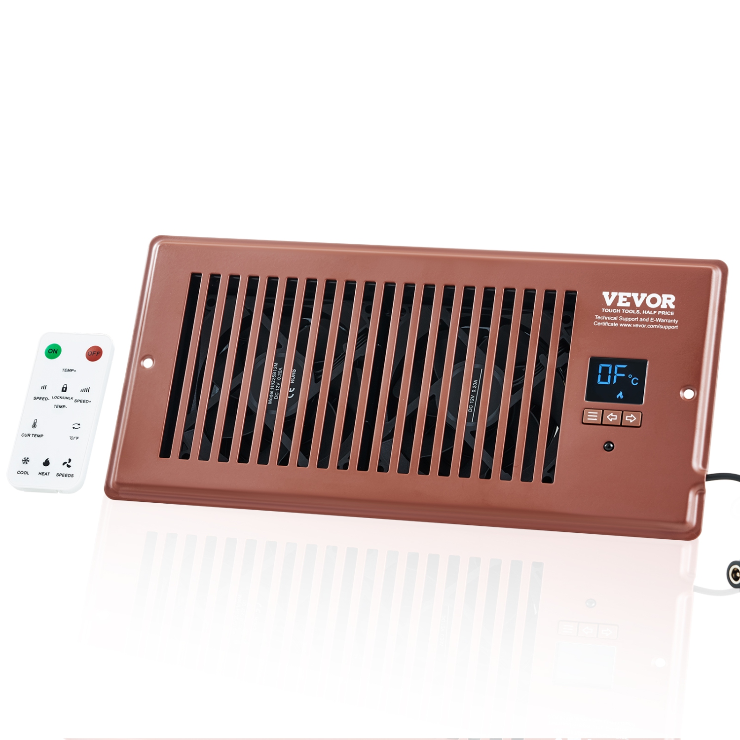 VEVOR 4” x 10” Register Booster Fan, Quiet Vent Booster Fan Fits Register Holes, with Remote Control and Thermostat Control, Adjustable Speed for