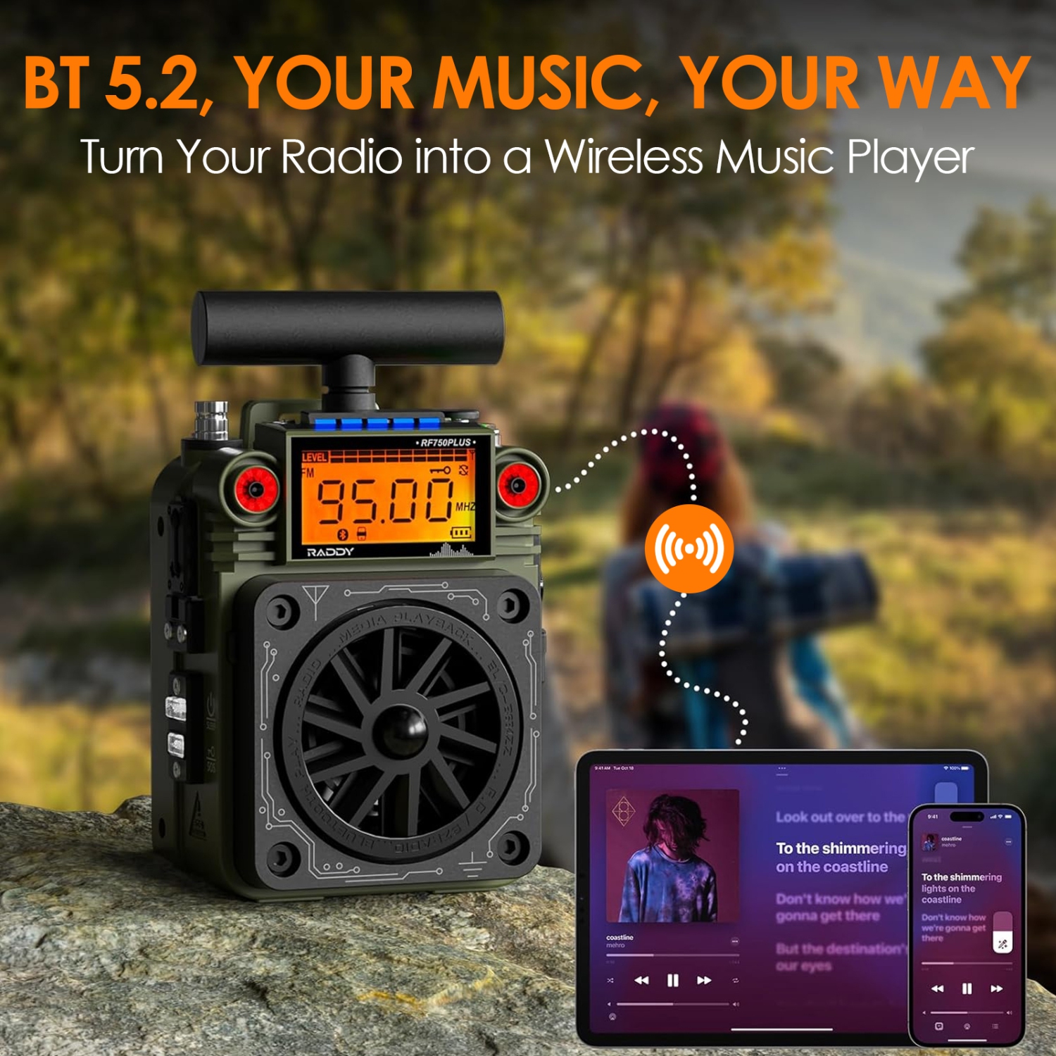 Radio multibande multifonctionnelle, lecteur de musique Bluetooth portatif avec prise en charge de cartes TF, idéal pour les voyages et la maison