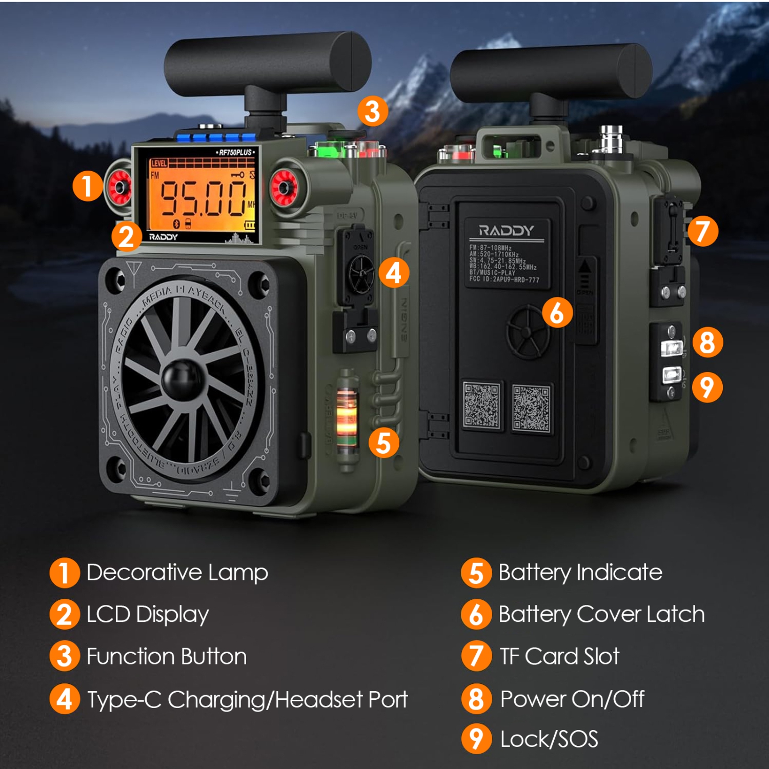 Radio multibande multifonctionnelle, lecteur de musique Bluetooth portatif avec prise en charge de cartes TF, idéal pour les voyages et la maison