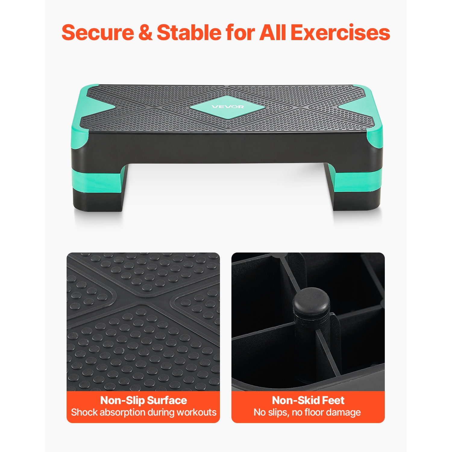 Plateforme d'exercice d'aérobie VEVOR 28&nbsp;po, marche d'entraînement à hauteur réglable avec 4 montants, banc de surface antidérapant pour