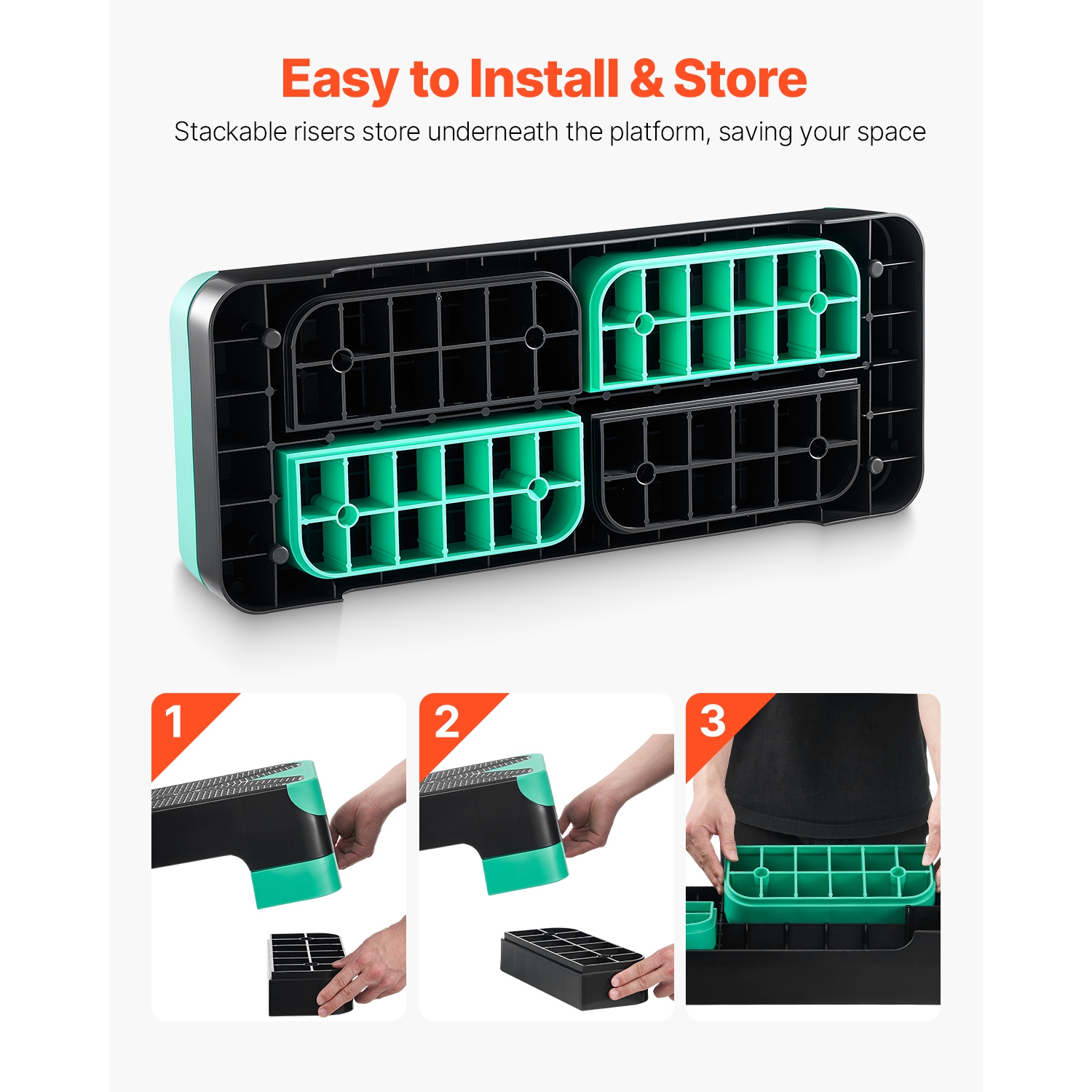 Plateforme d'exercice d'aérobie VEVOR 28&nbsp;po, marche d'entraînement à hauteur réglable avec 4 montants, banc de surface antidérapant pour