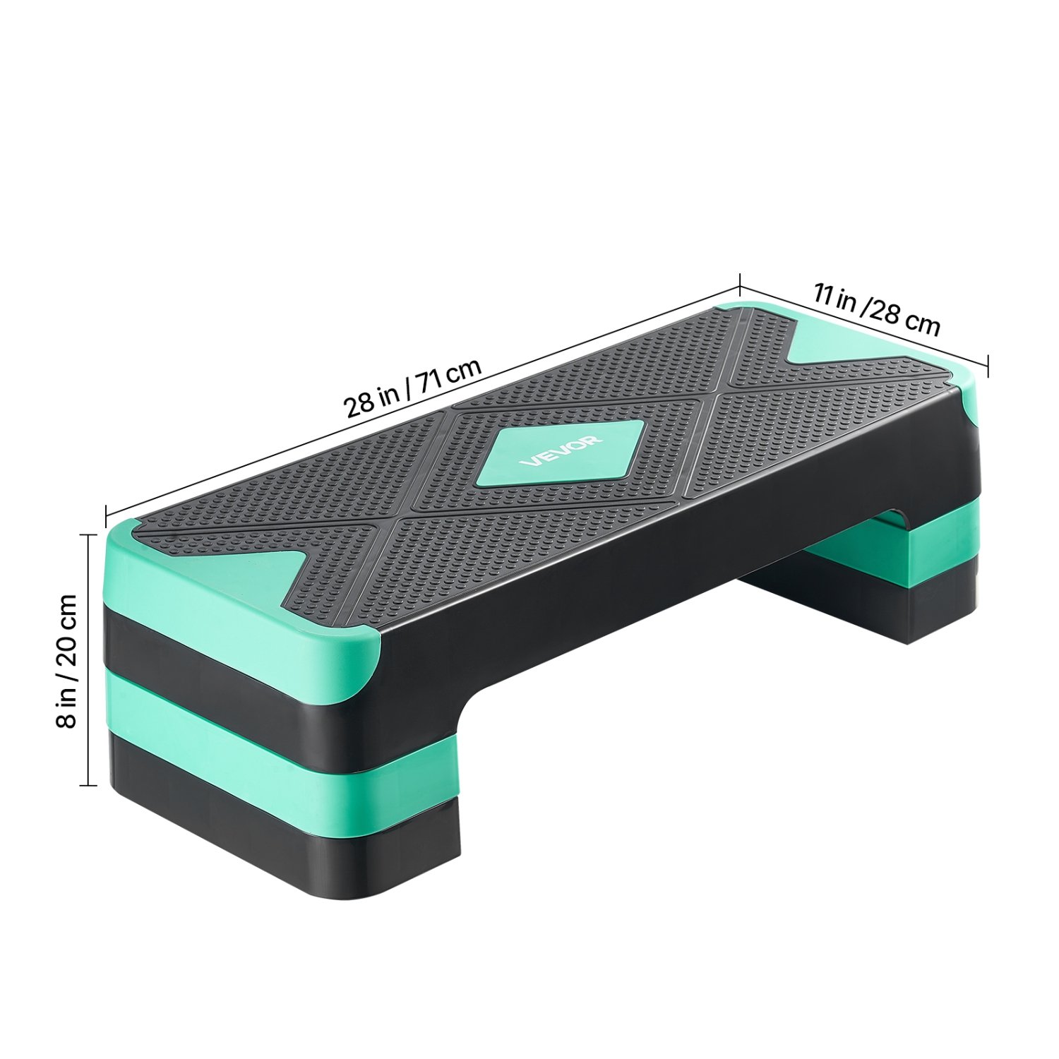 Plateforme d'exercice d'aérobie VEVOR 28&nbsp;po, marche d'entraînement à hauteur réglable avec 4 montants, banc de surface antidérapant pour