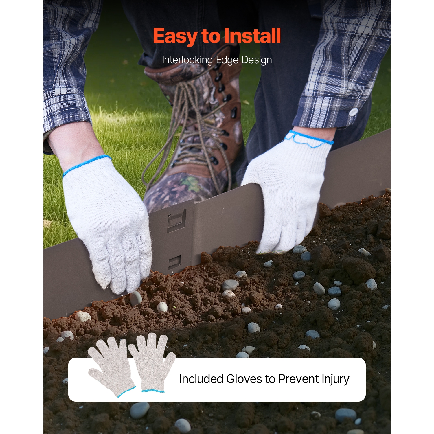 VEVOR 39 x 4 in Steel Landscape Edging, 5 Packs Rust-Resistant Metal Landscape Edging, Bendable Garden Edging Border, Heavy Duty Lawn Edging,