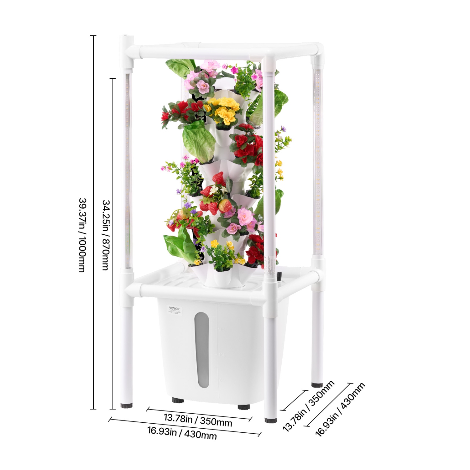 VEVOR 30 Pods Hydroponic Growing System with Grow Light, Vertical 6 Tiers Hydroponic Tower, Home Hydronic Garden with Water Pump, Plants Germination